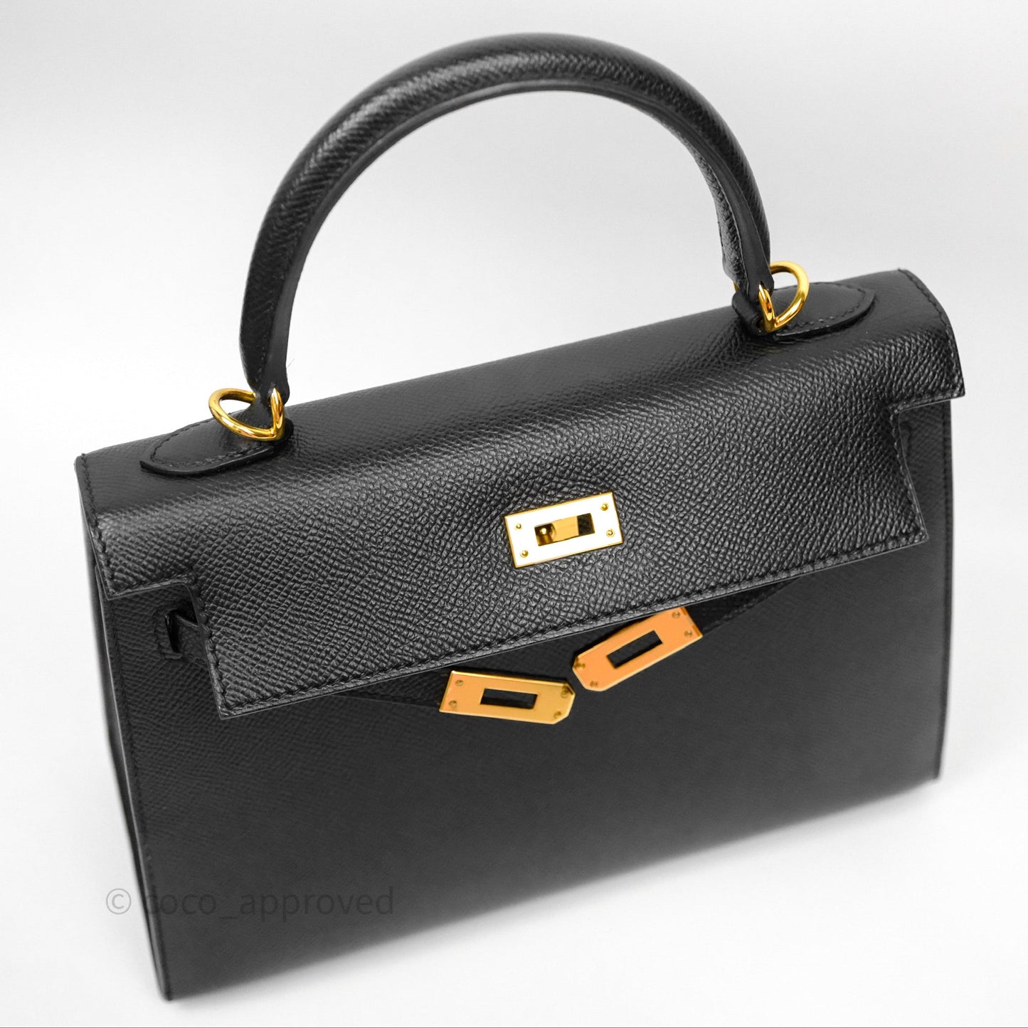 Hermès Kelly 25 Sellier Noir Black 89 Epsom Gold Hardware