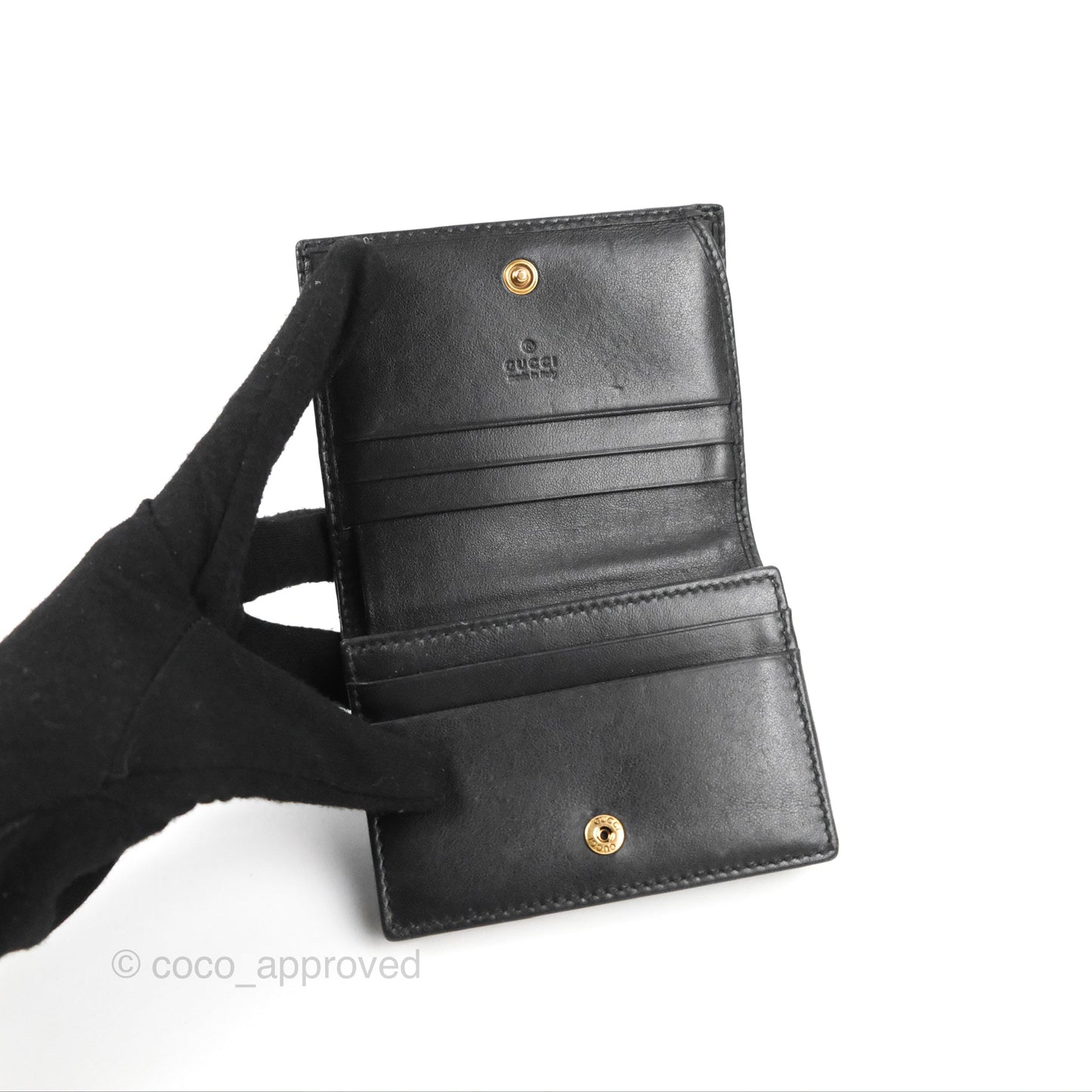 Gucci GG Marmont Card Case Wallet Black Lambskin