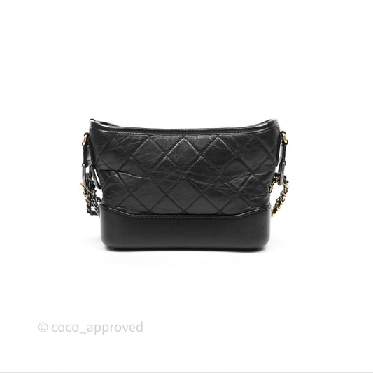 Chanel Small Gabrielle Hobo Quilted Black Aged Calfskin