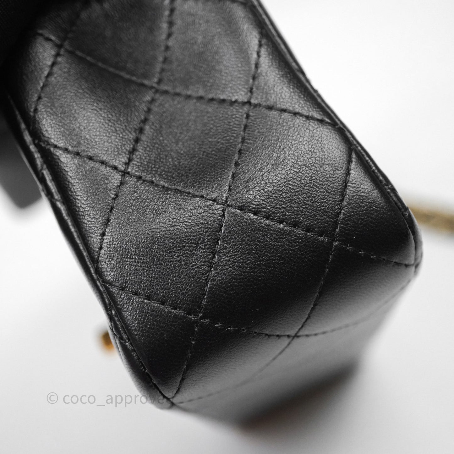 Chanel Top Handle Mini Rectangular Flap Black Lambskin Aged Gold Hardware