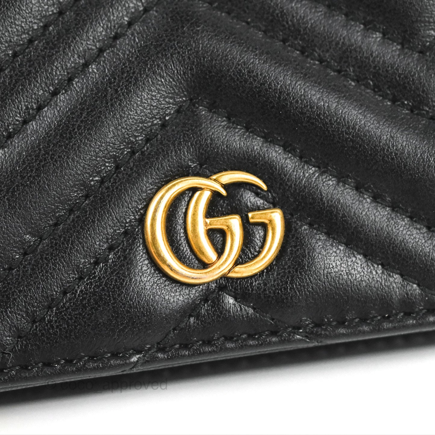 Gucci GG Marmont Card Case Wallet Black Lambskin