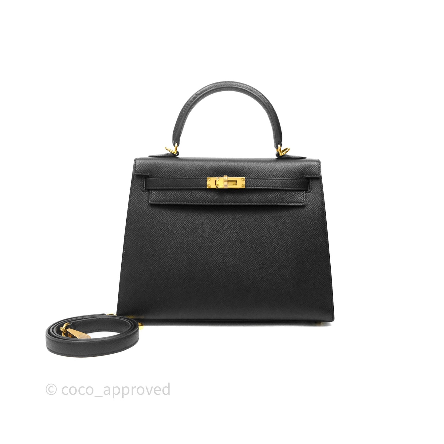 Hermès Kelly 25 Sellier Noir Black 89 Epsom Gold Hardware