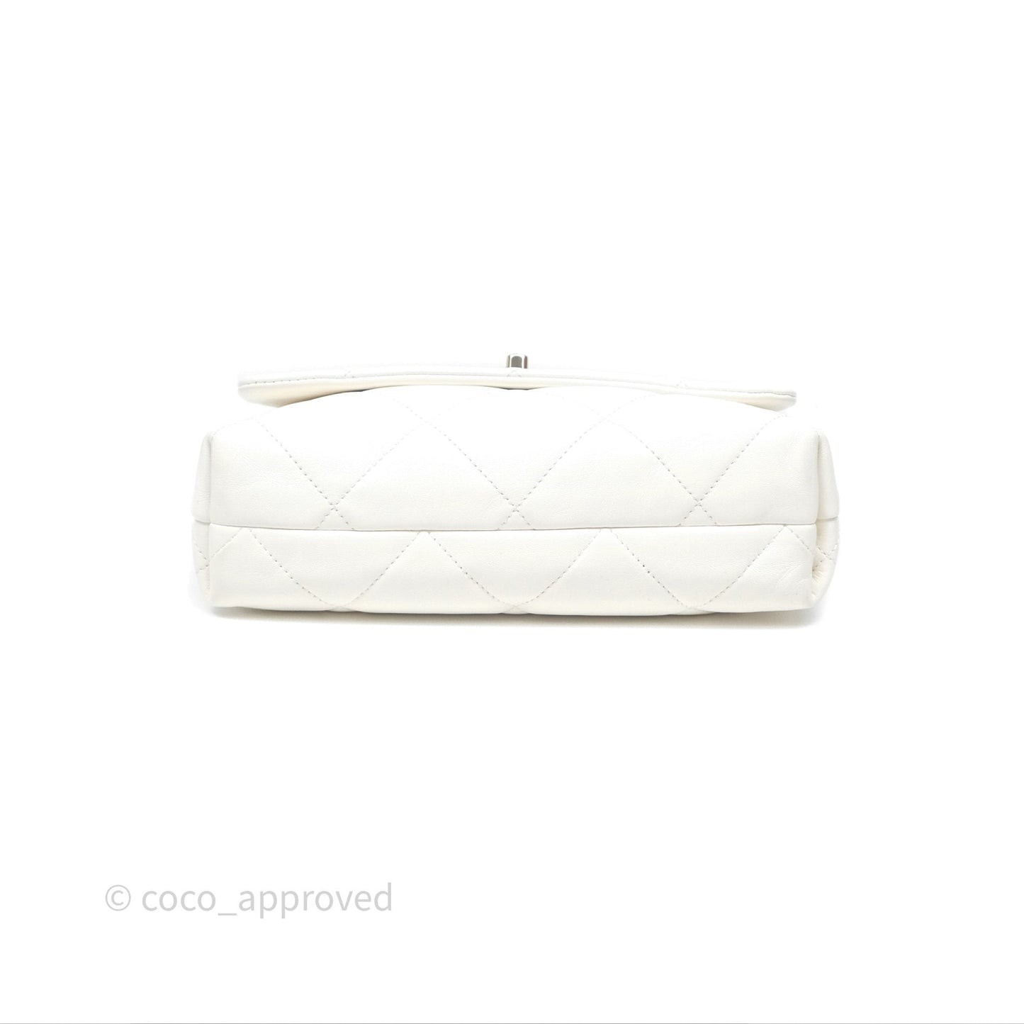 Chanel CC Flap Bag With Logo on Chain Lambskin White Gold Hardware