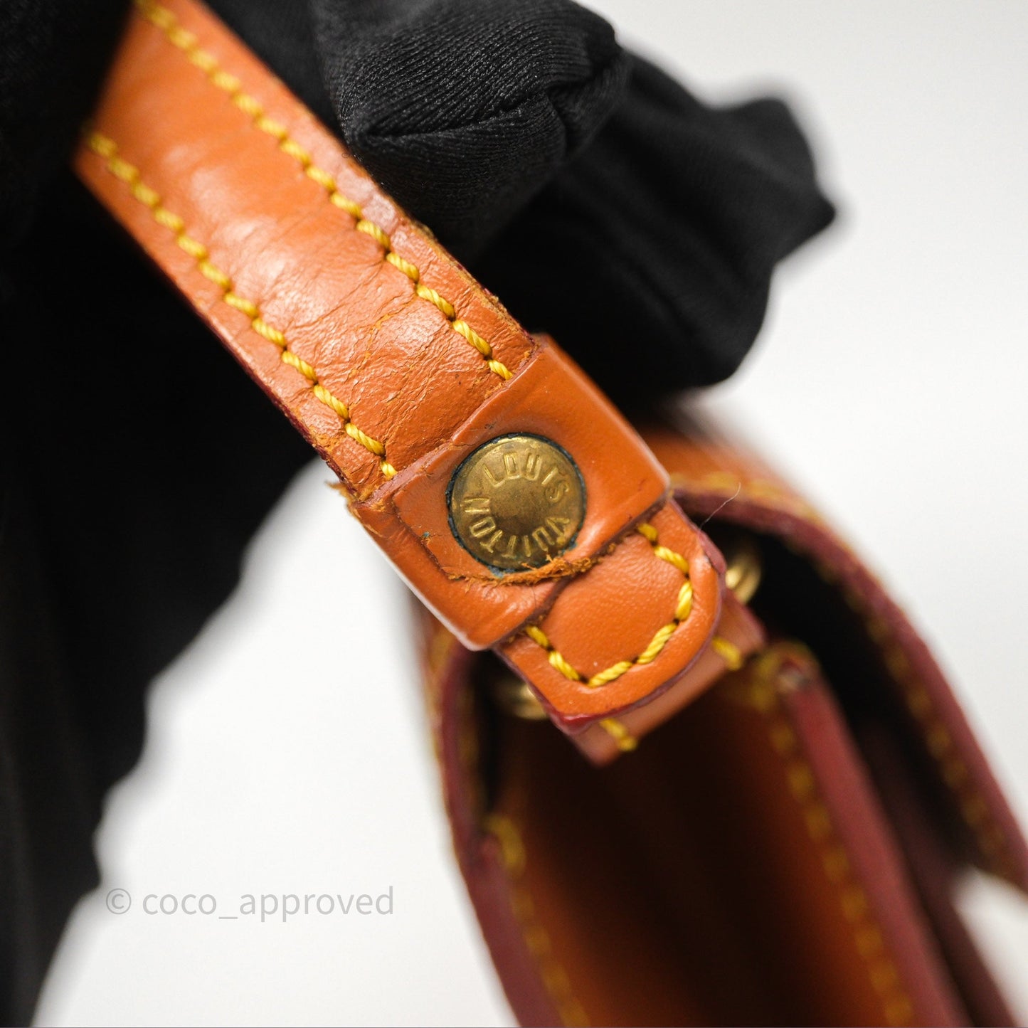 Louis Vuitton Epi Dragonne Clutch Brown Gold Hardware
