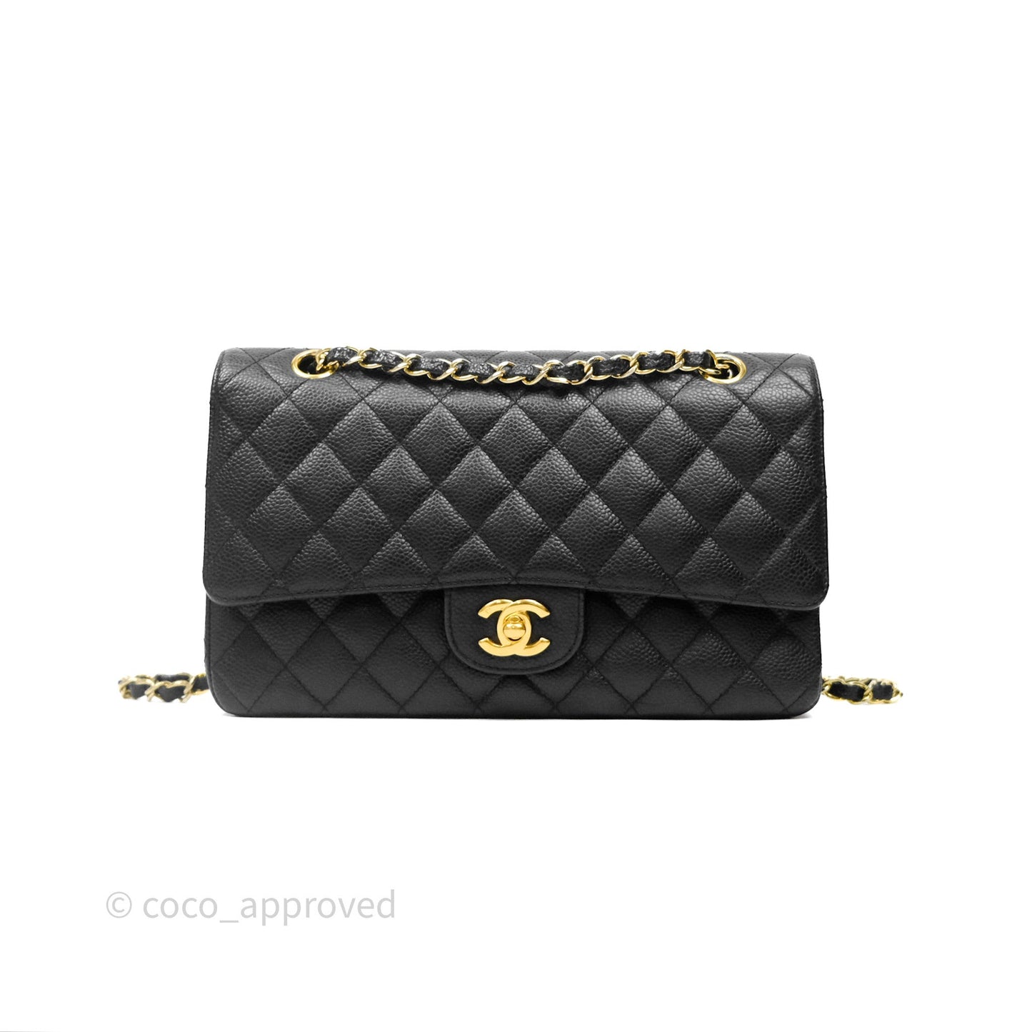 Chanel Classic M/L Medium Flap Quilted Black Caviar Gold Hardware