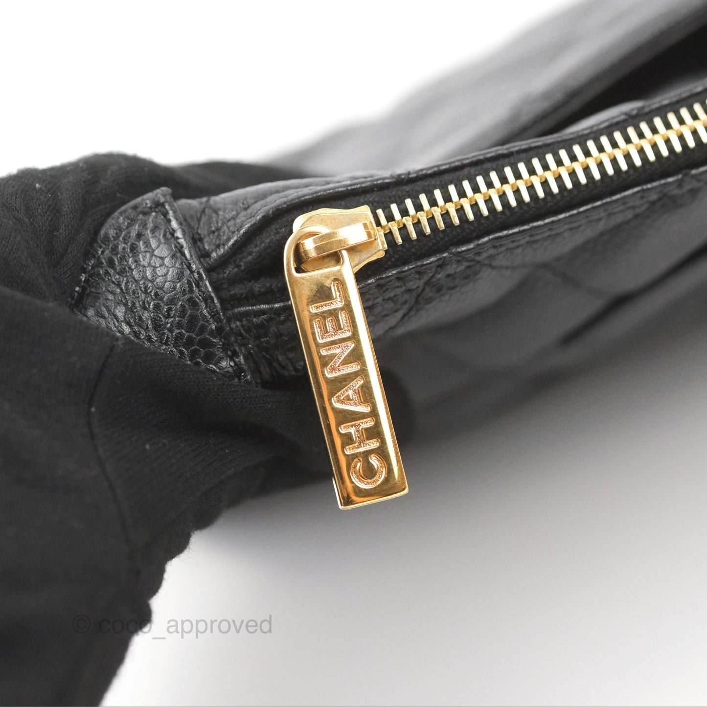 Chanel Quilted CC Timeless Caviar Pochette Black Caviar Gold Hardware