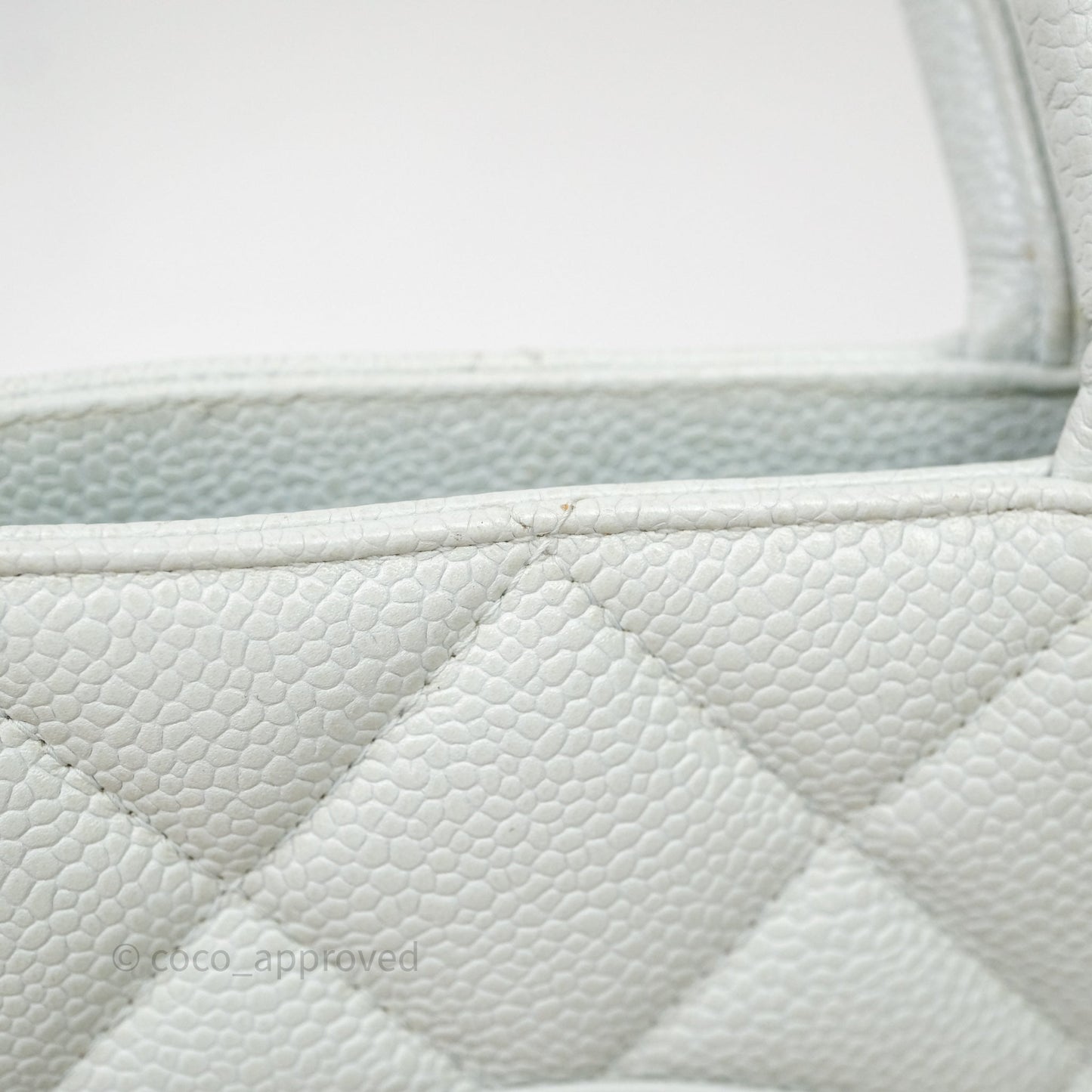 Chanel Vintage Medallion CC Light Blue Caviar Tote Bag Gold Hardware