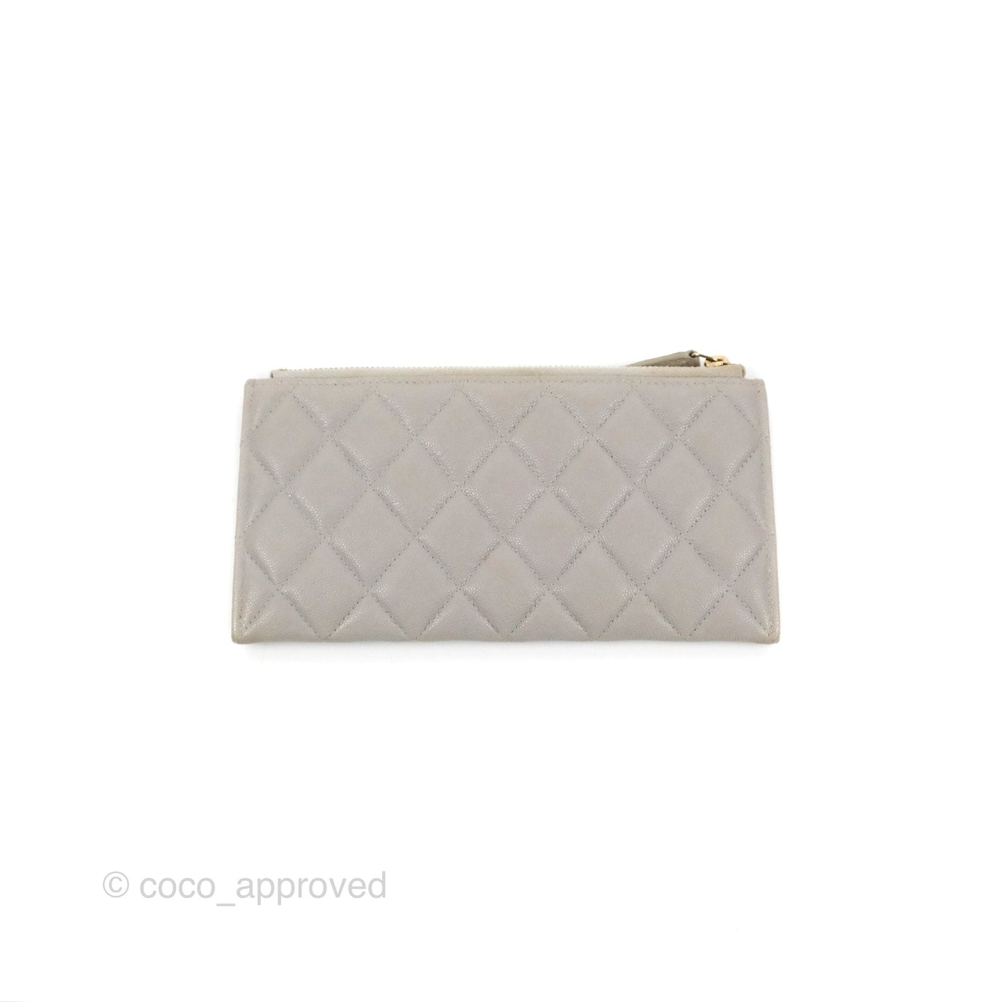 Chanel Boy Zip Pouch Grey Caviar Gold Hardware