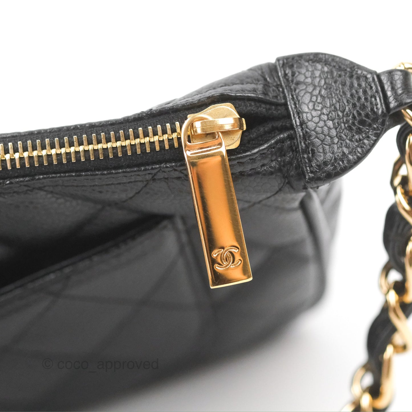 Chanel Quilted CC Timeless Caviar Pochette Black Caviar Gold Hardware