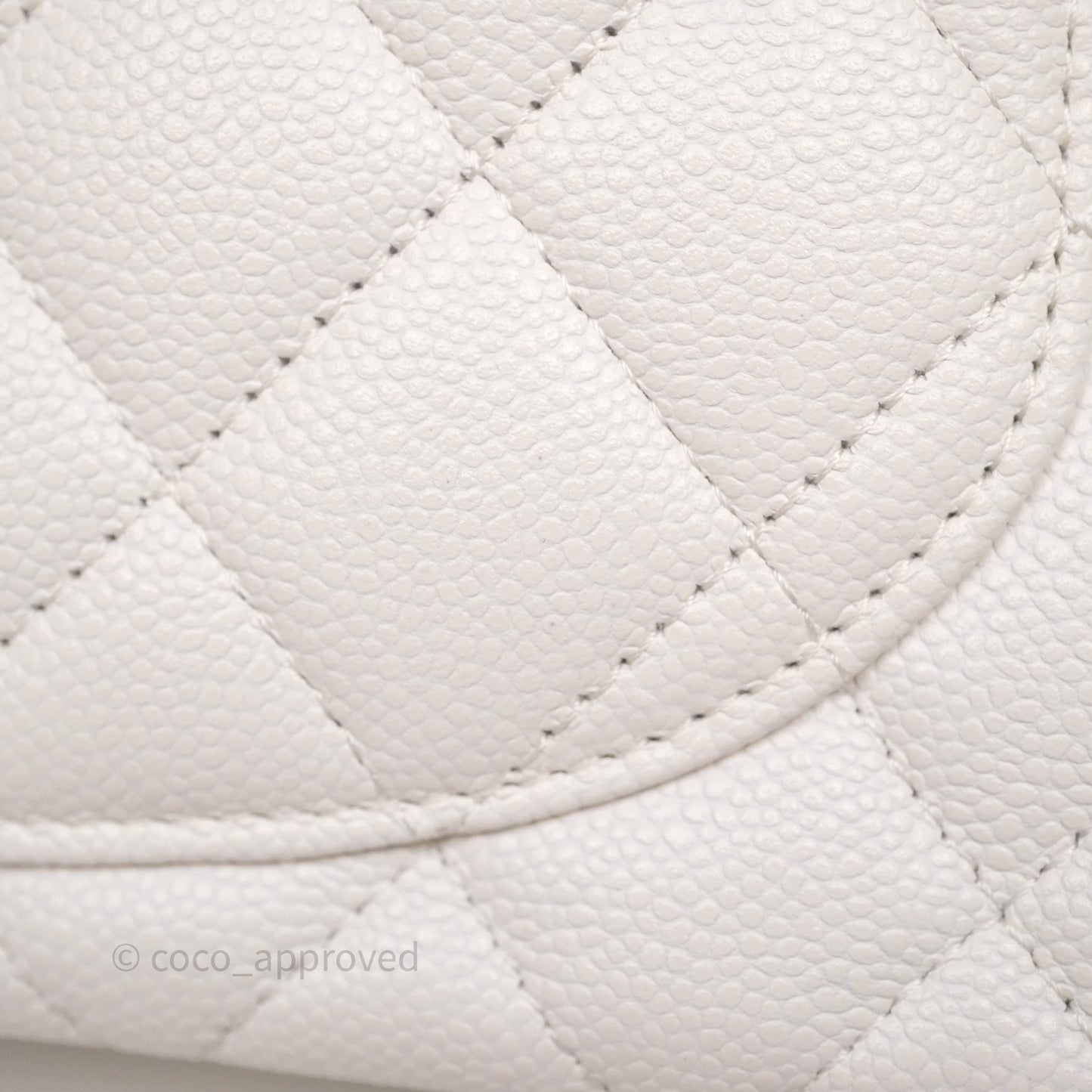 Chanel Small Classic Flap Quilted Ivory White Caviar Rainbow Hardware