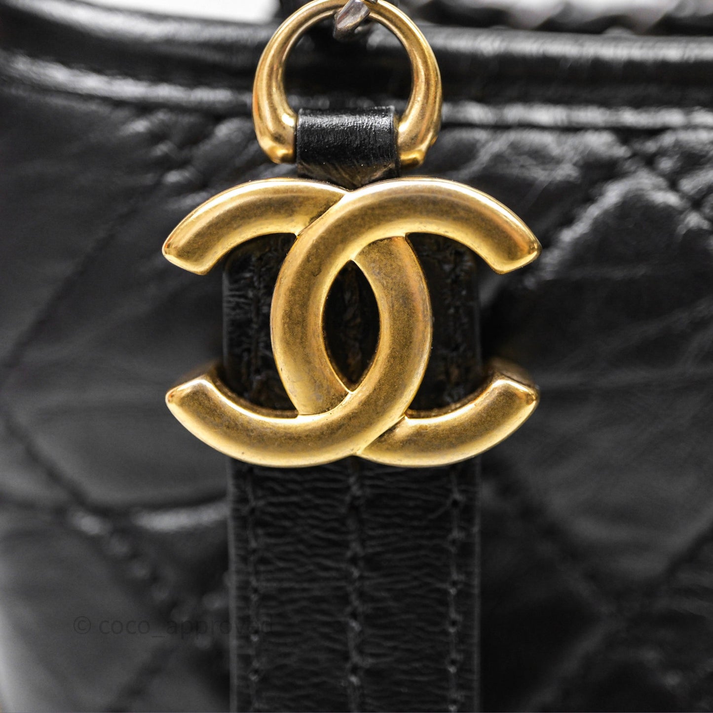 Chanel Small Gabrielle Hobo Quilted Black Aged Calfskin
