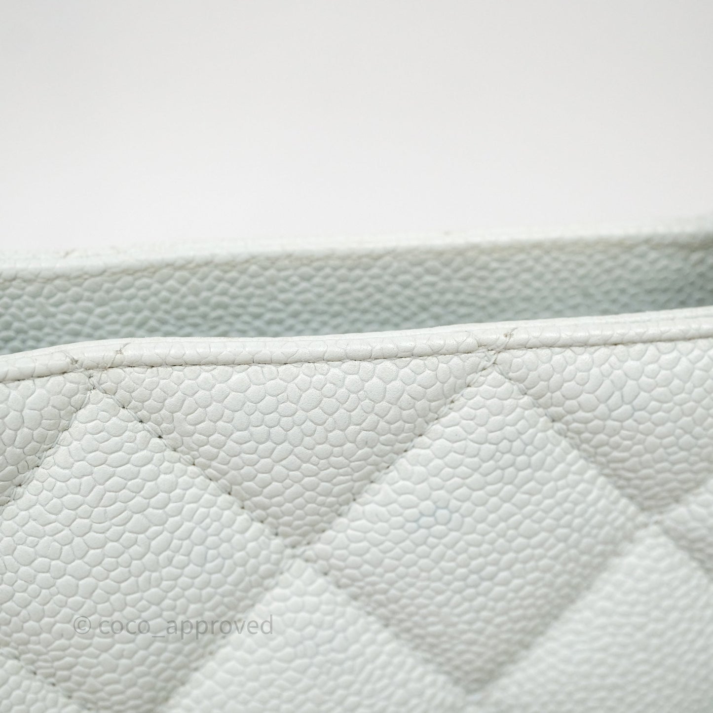 Chanel Vintage Medallion CC Light Blue Caviar Tote Bag Gold Hardware