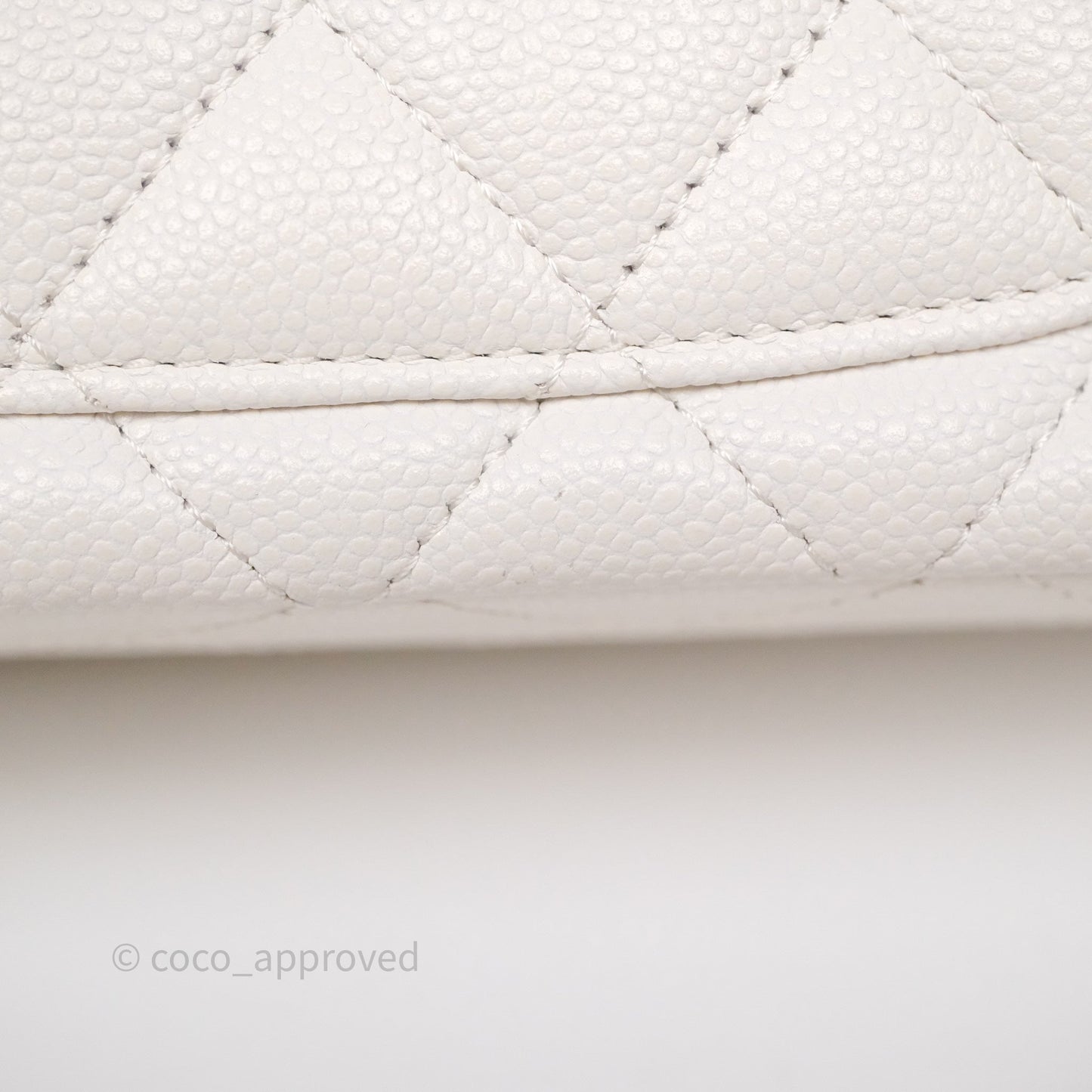 Chanel Small Classic Flap Quilted Ivory White Caviar Rainbow Hardware