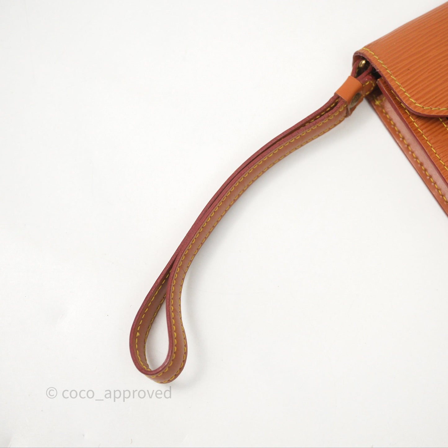Louis Vuitton Epi Dragonne Clutch Brown Gold Hardware