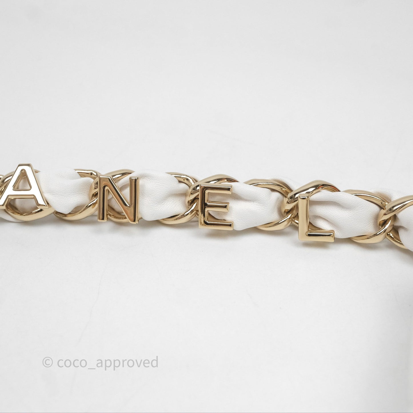 Chanel CC Flap Bag With Logo on Chain Lambskin White Gold Hardware