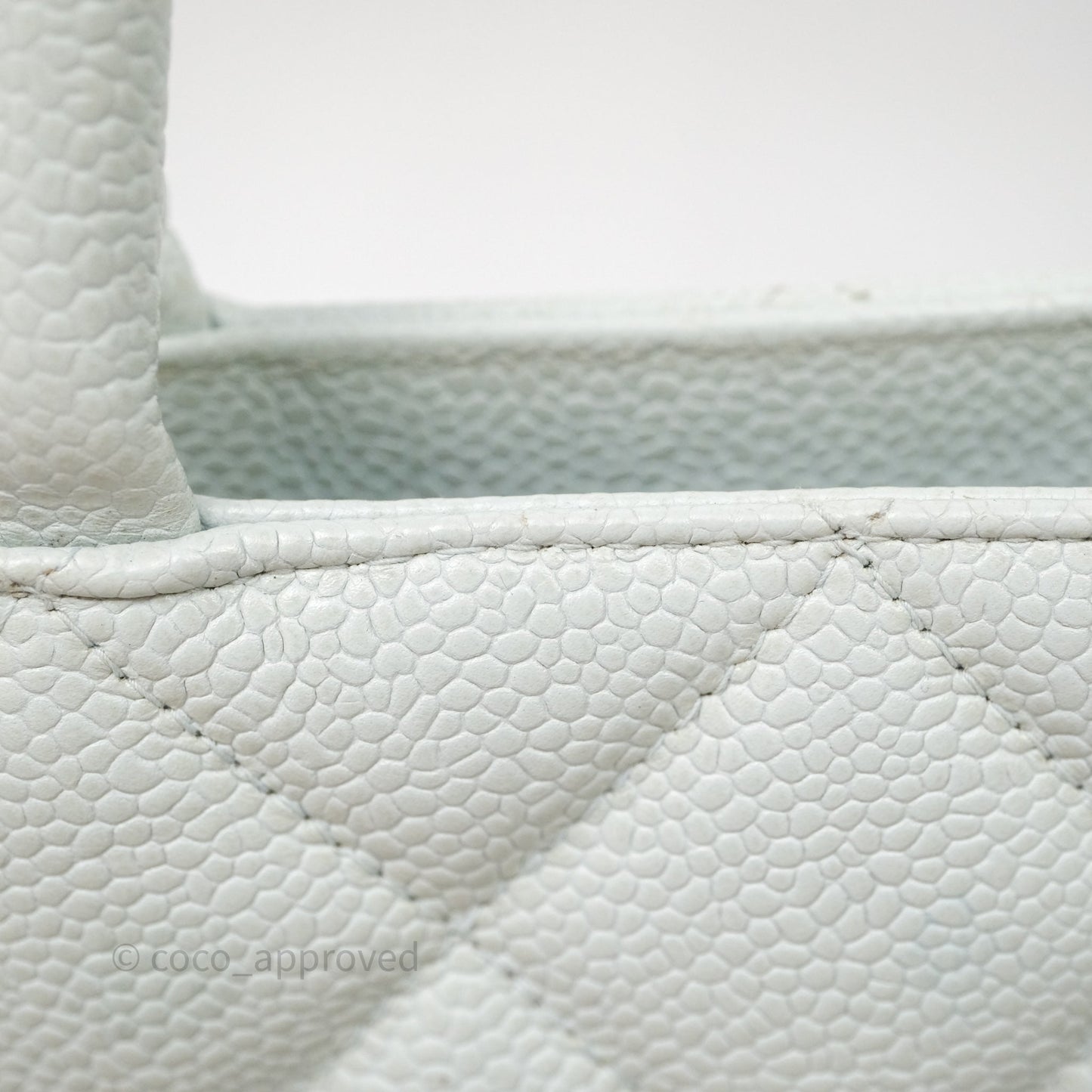 Chanel Vintage Medallion CC Light Blue Caviar Tote Bag Gold Hardware