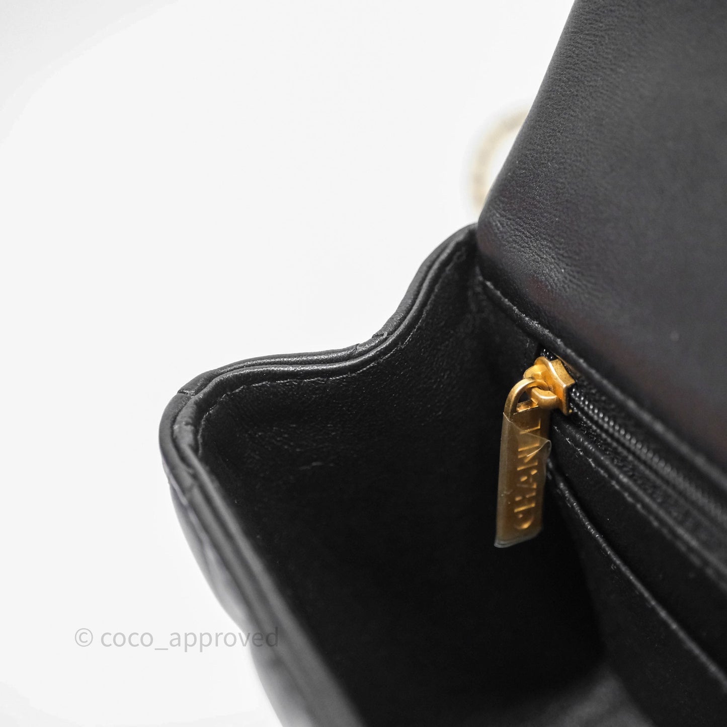 Chanel Top Handle Mini Rectangular Flap Black Lambskin Aged Gold Hardware