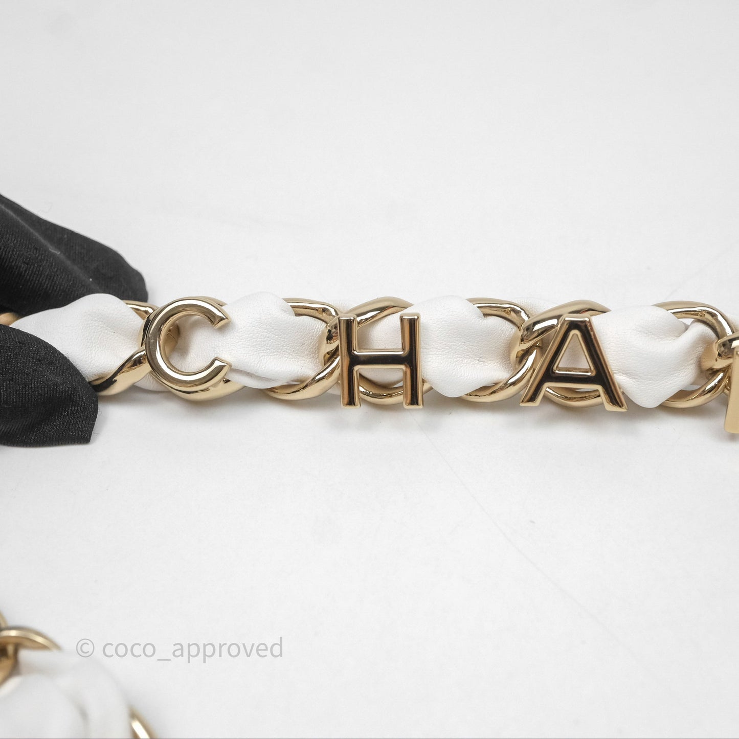 Chanel CC Flap Bag With Logo on Chain Lambskin White Gold Hardware