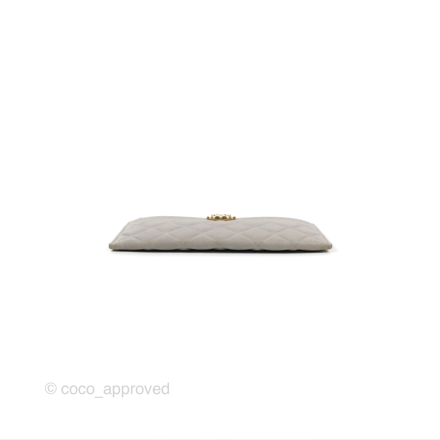 Chanel Boy Zip Pouch Grey Caviar Gold Hardware