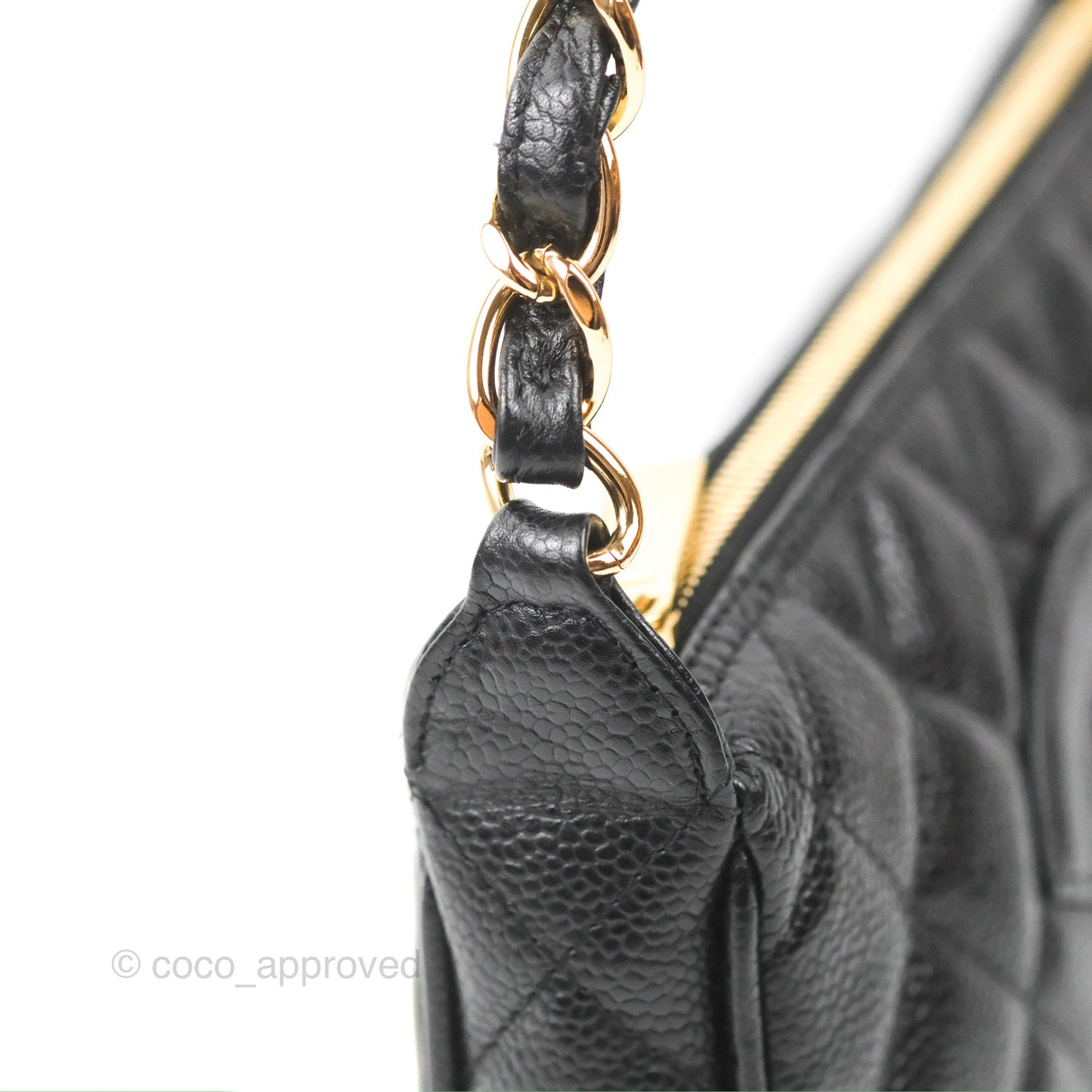Chanel Quilted CC Timeless Caviar Pochette Black Caviar Gold Hardware