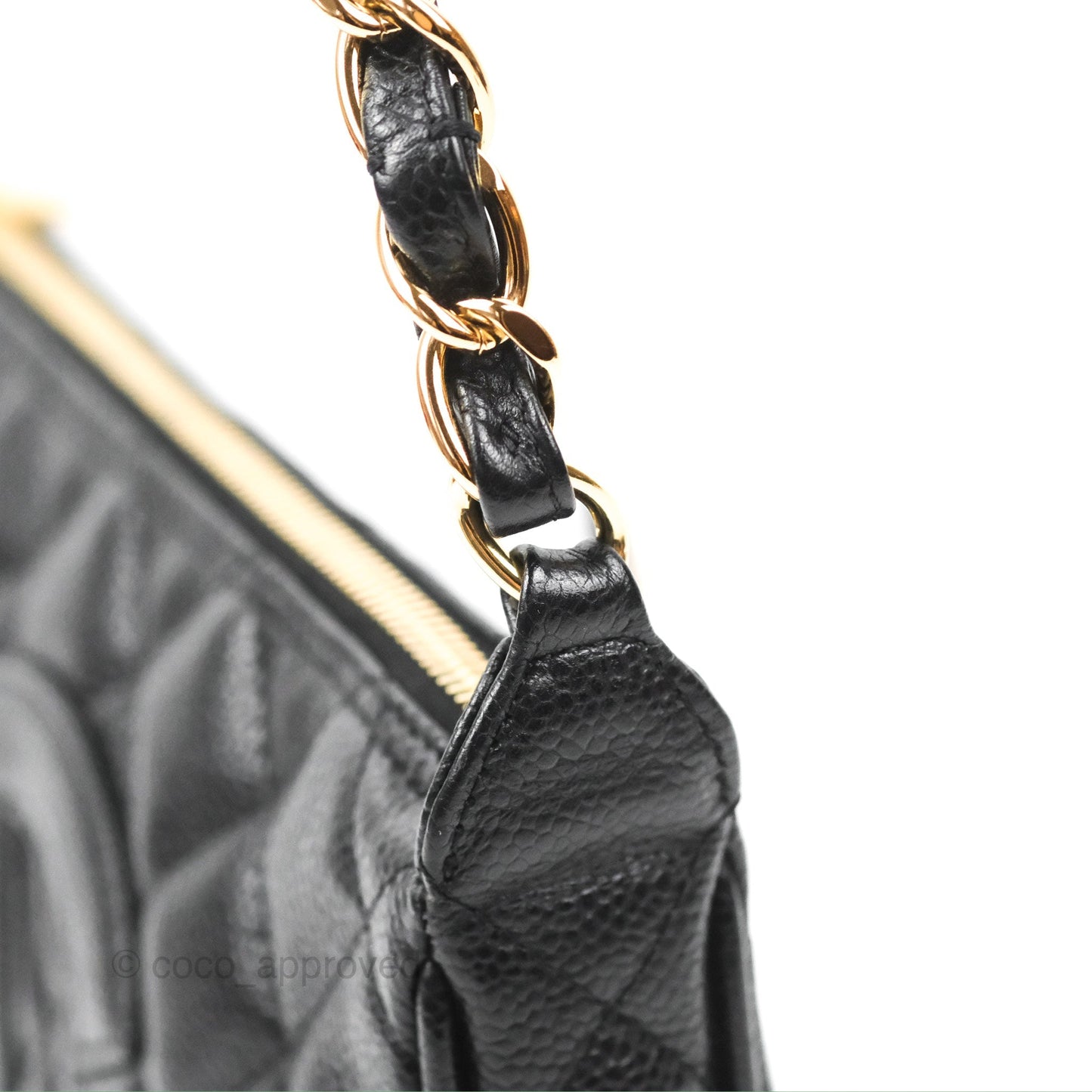 Chanel Quilted CC Timeless Caviar Pochette Black Caviar Gold Hardware