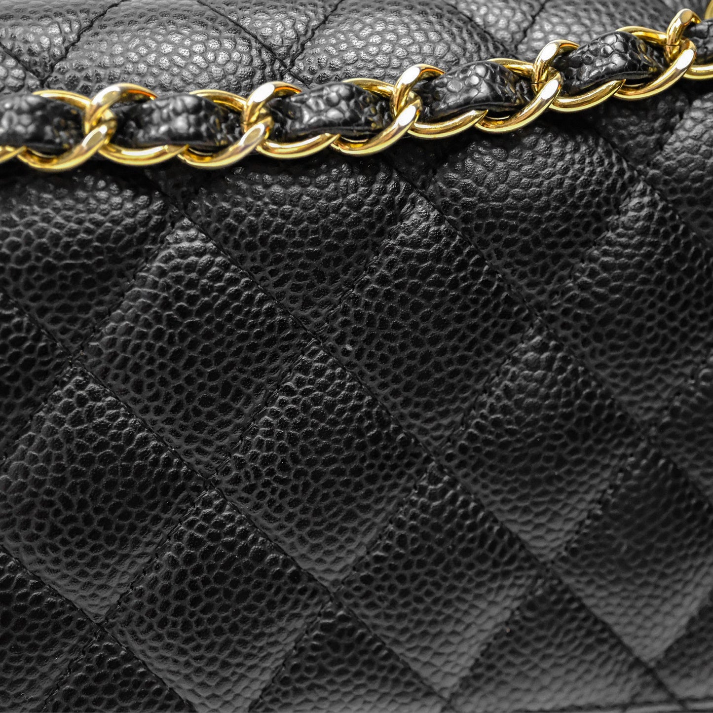 Chanel Classic M/L Medium Flap Quilted Black Caviar Gold Hardware