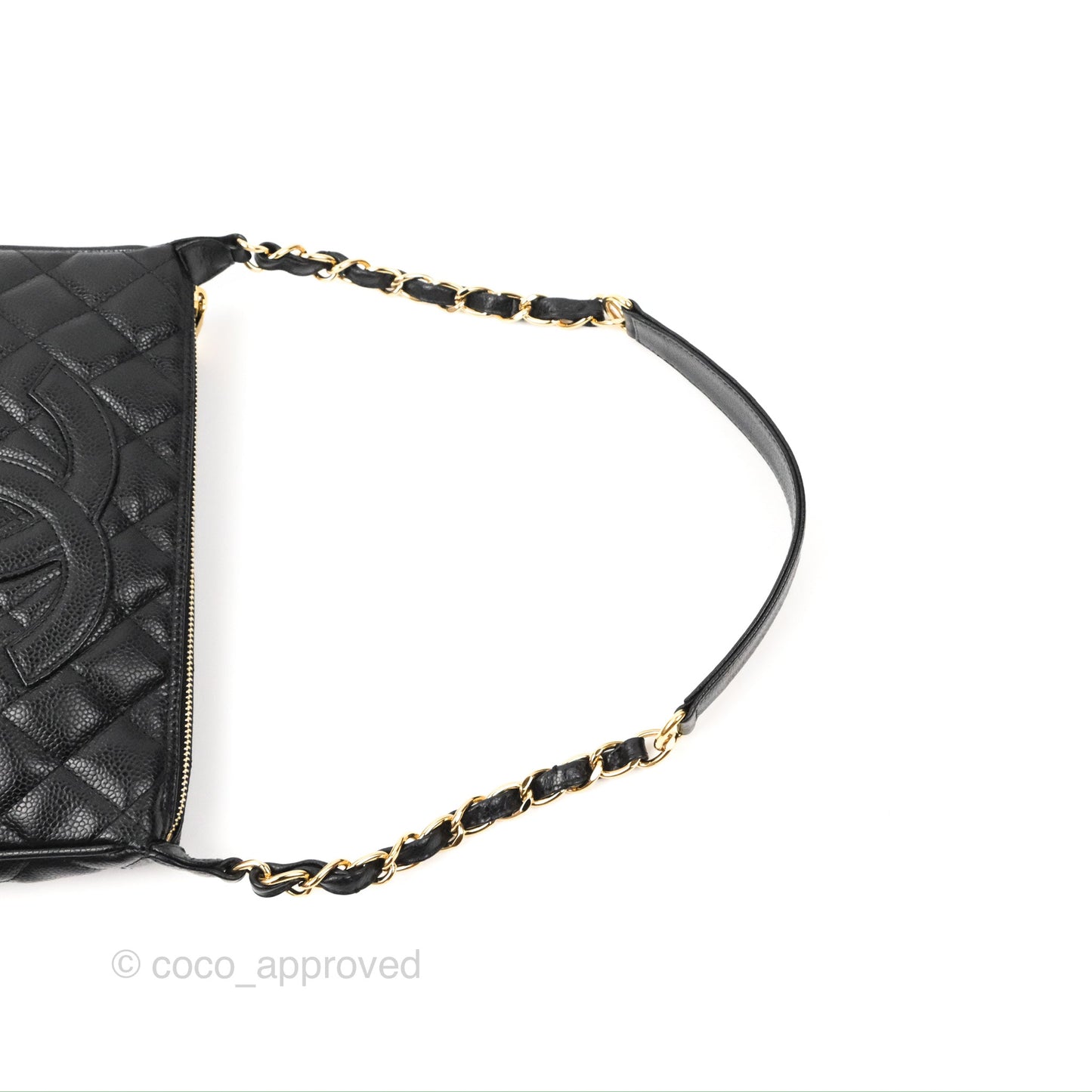 Chanel Quilted CC Timeless Caviar Pochette Black Caviar Gold Hardware