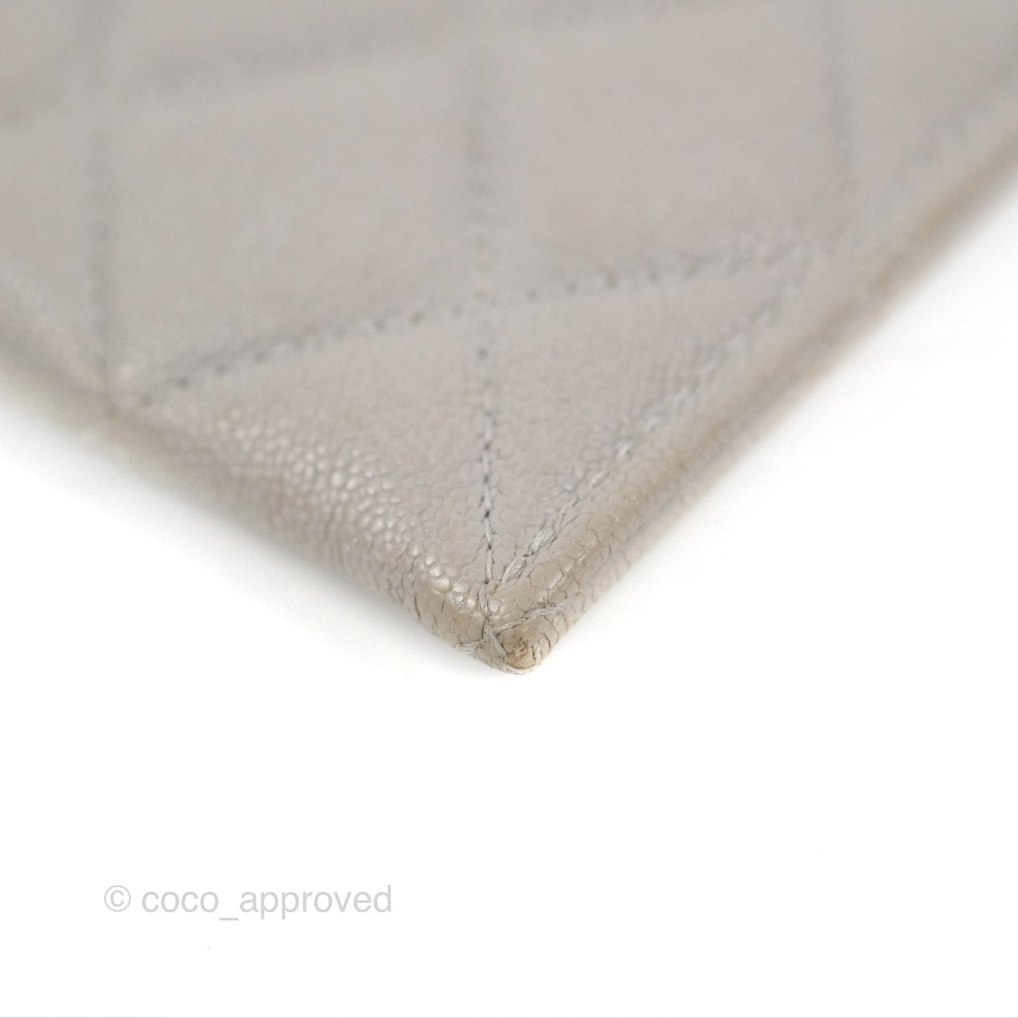 Chanel Boy Zip Pouch Grey Caviar Gold Hardware