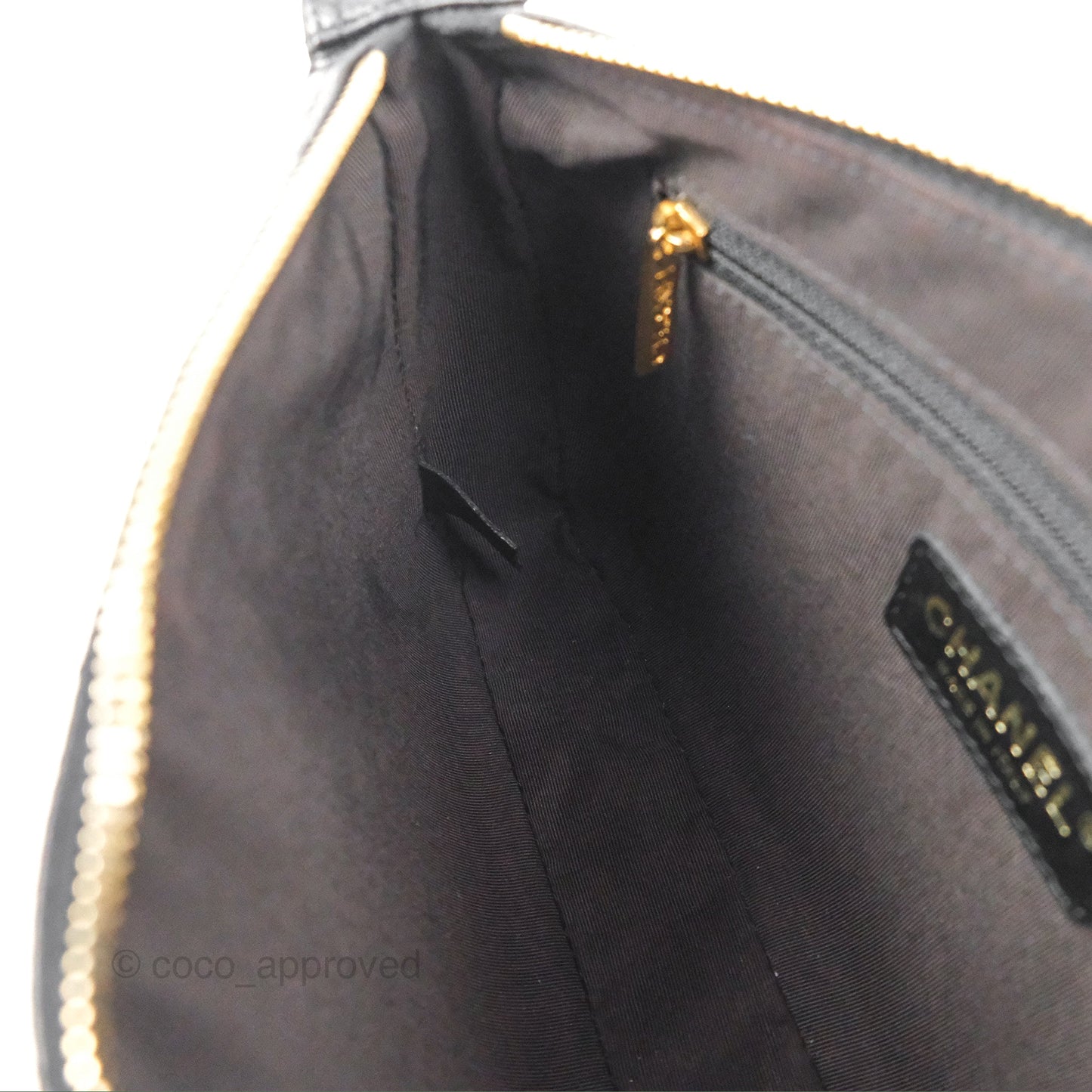 Chanel Quilted CC Timeless Caviar Pochette Black Caviar Gold Hardware
