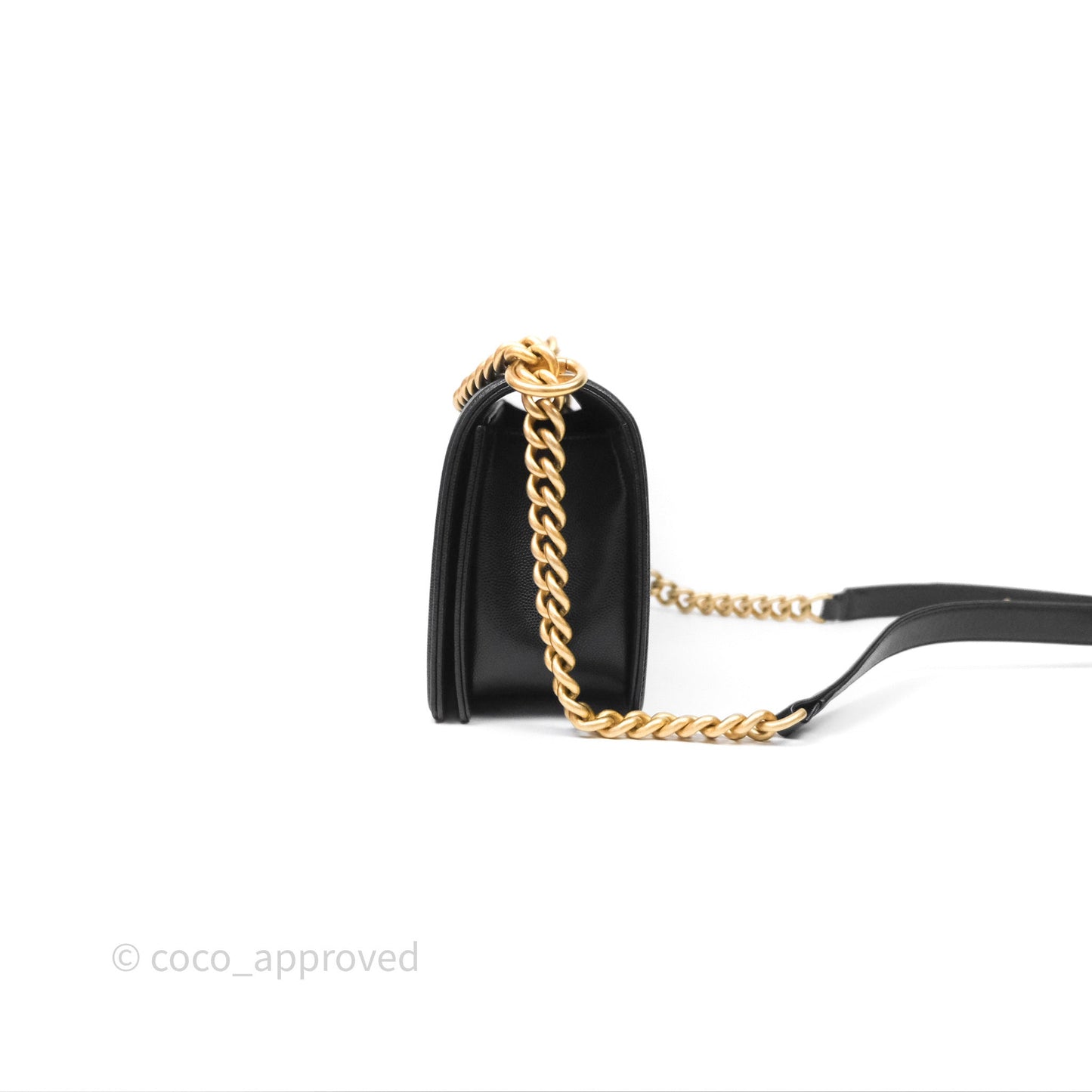 Chanel Medium Boy Quilted Black Caviar Aged Gold Hardware