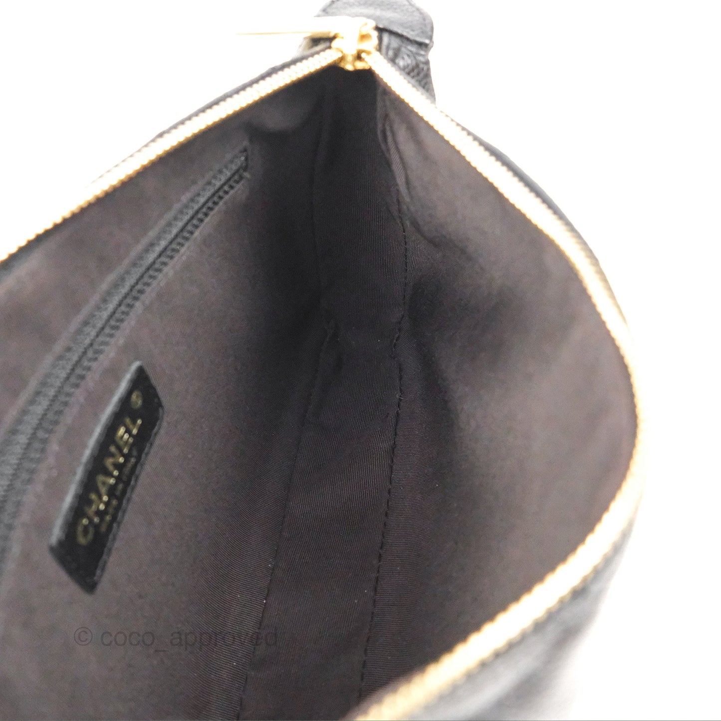 Chanel Quilted CC Timeless Caviar Pochette Black Caviar Gold Hardware