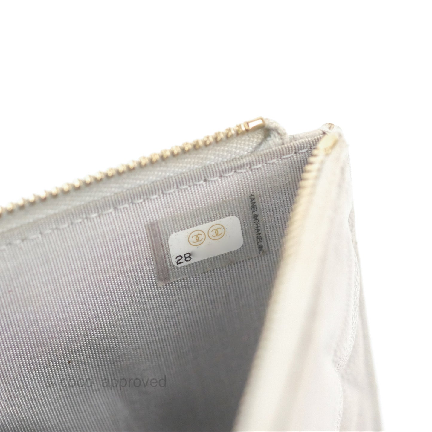 Chanel Boy Zip Pouch Grey Caviar Gold Hardware