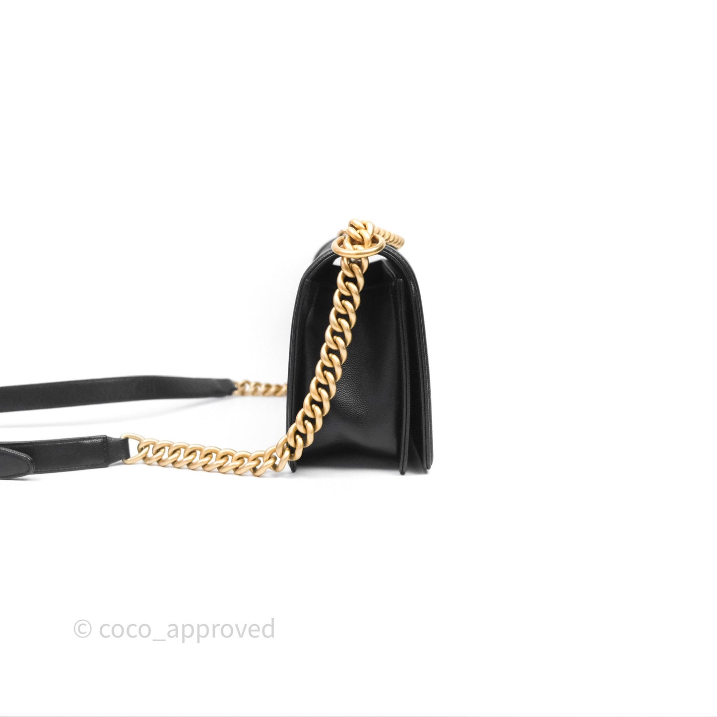 Chanel Medium Boy Quilted Black Caviar Aged Gold Hardware