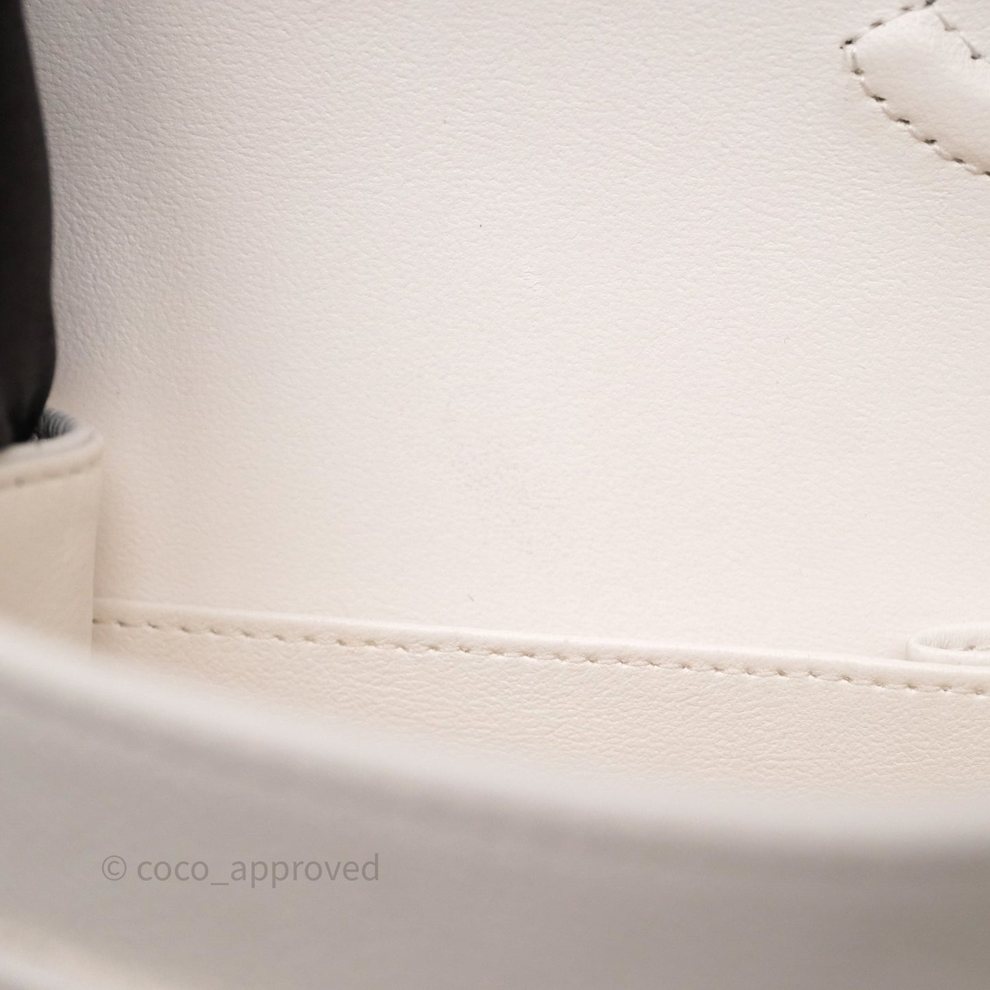 Chanel Small Classic Flap Quilted Ivory White Caviar Rainbow Hardware
