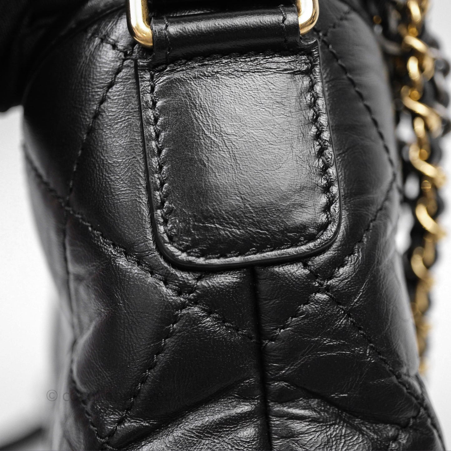 Chanel Small Gabrielle Hobo Quilted Black Aged Calfskin