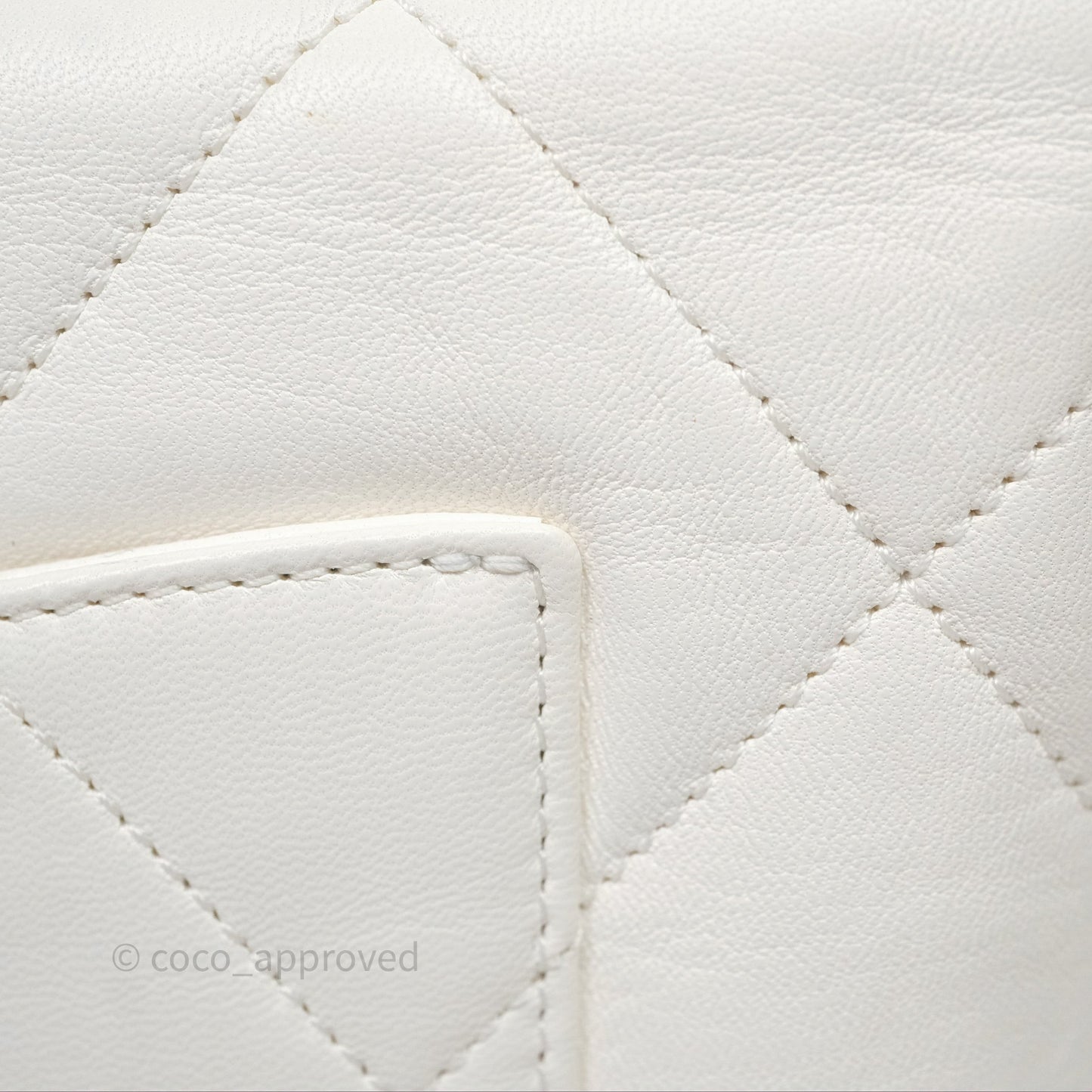 Chanel CC Flap Bag With Logo on Chain Lambskin White Gold Hardware