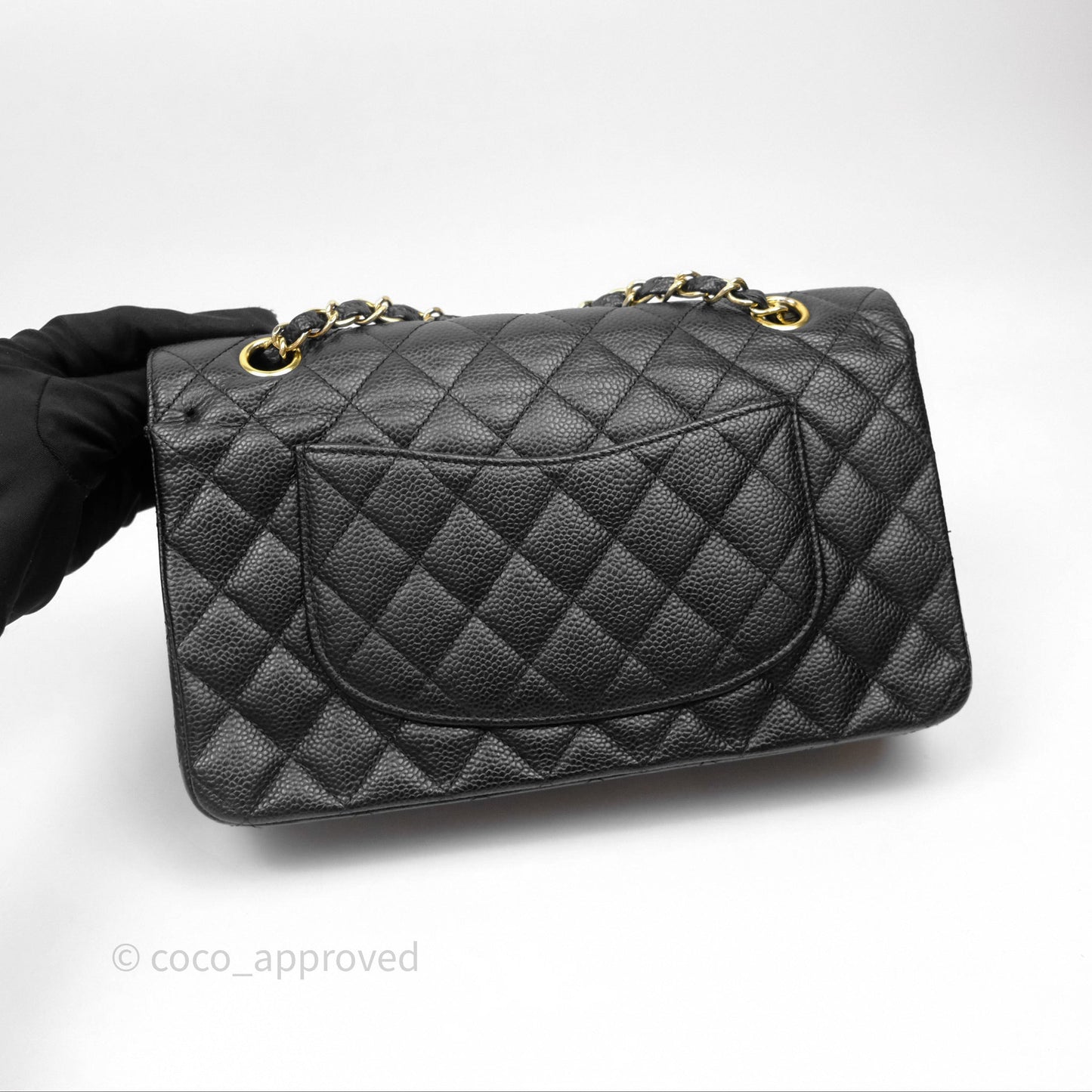 Chanel Classic M/L Medium Flap Quilted Black Caviar Gold Hardware