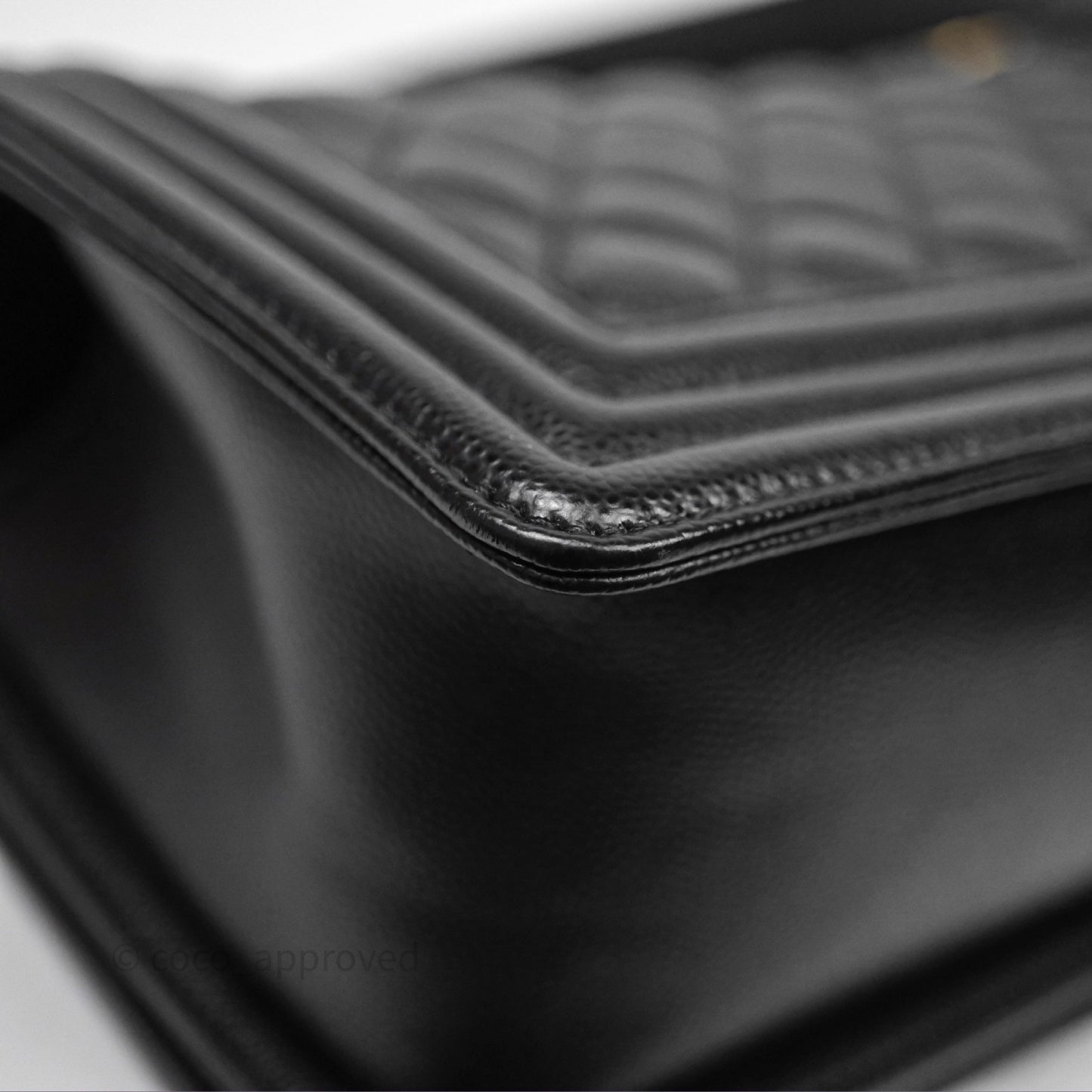 Chanel Medium Boy Quilted Black Caviar Aged Gold Hardware