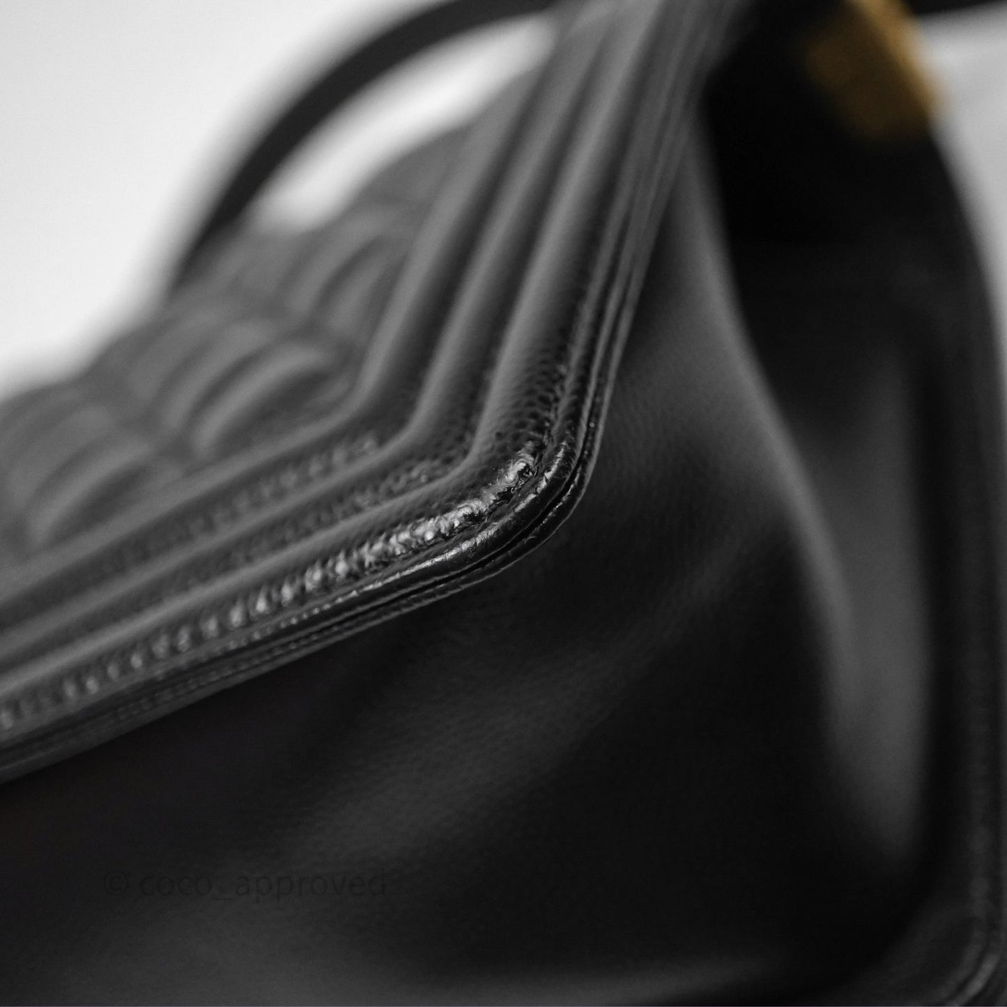 Chanel Medium Boy Quilted Black Caviar Aged Gold Hardware