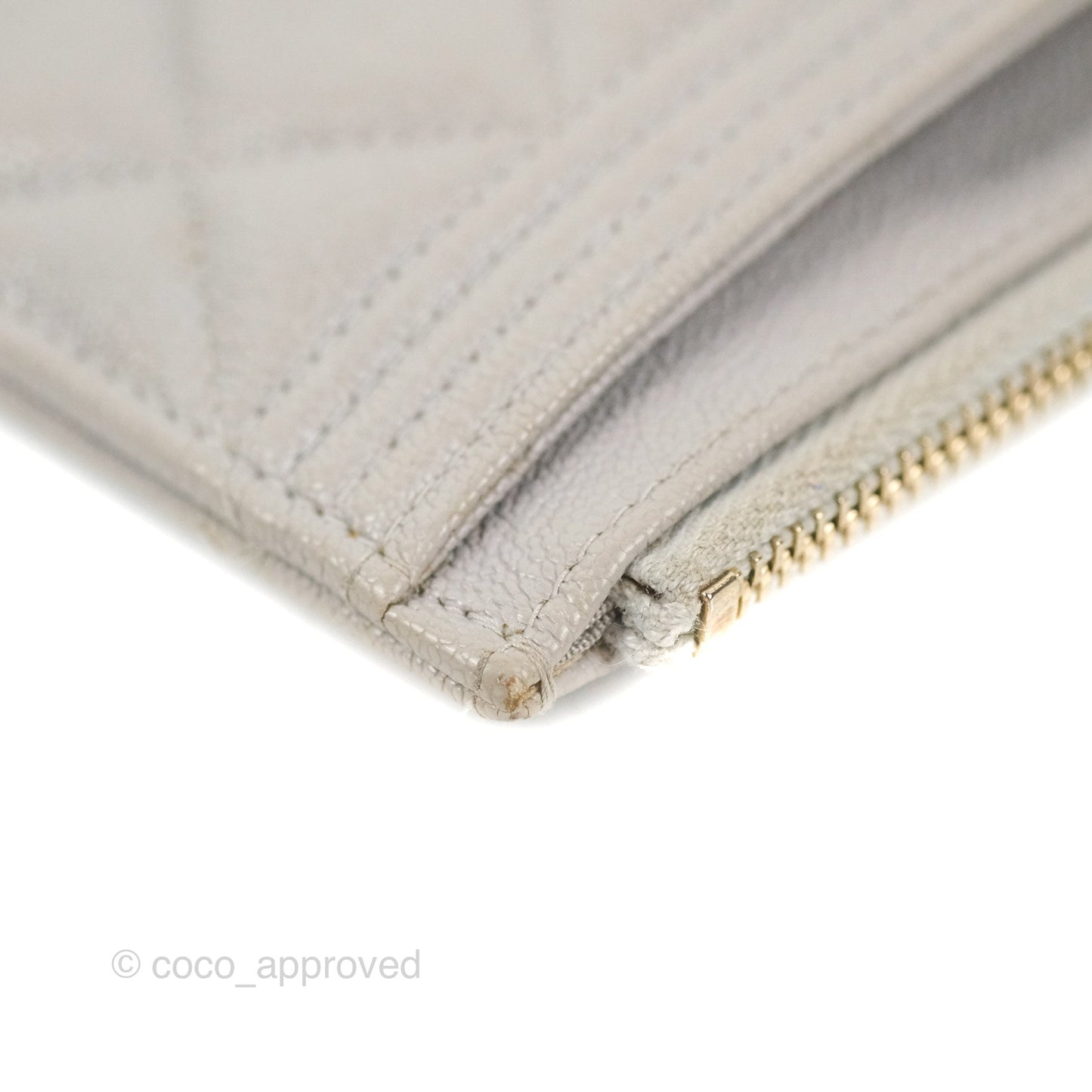 Chanel Boy Zip Pouch Grey Caviar Gold Hardware