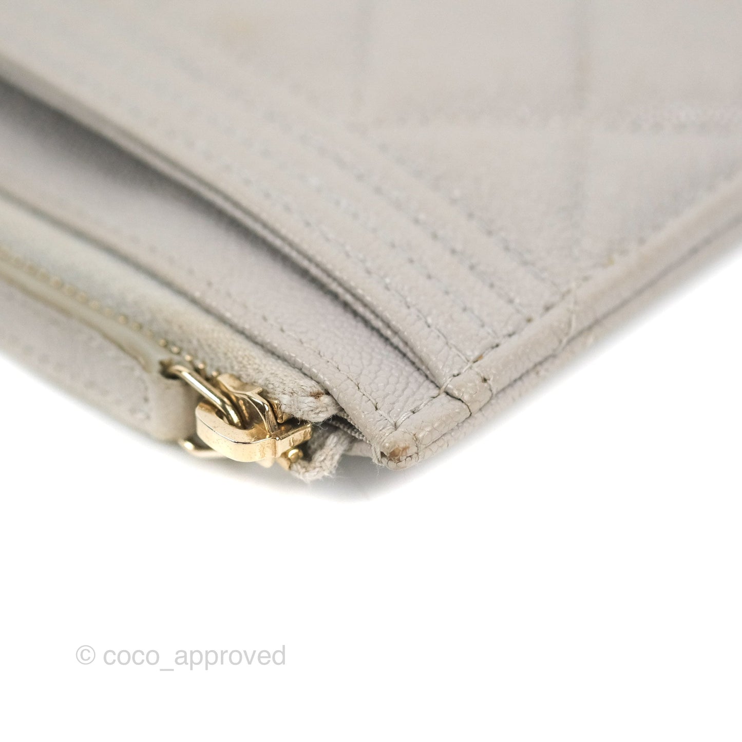 Chanel Boy Zip Pouch Grey Caviar Gold Hardware