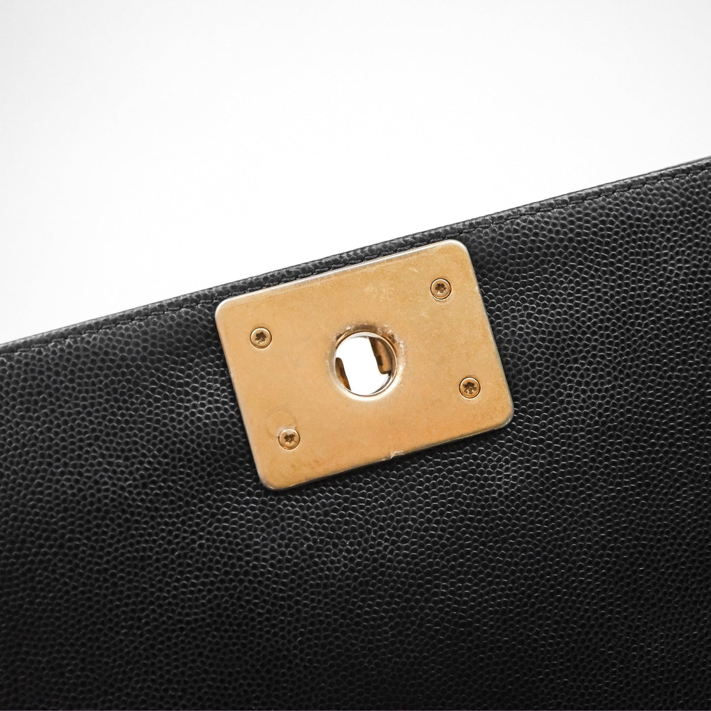 Chanel Medium Boy Quilted Black Caviar Aged Gold Hardware