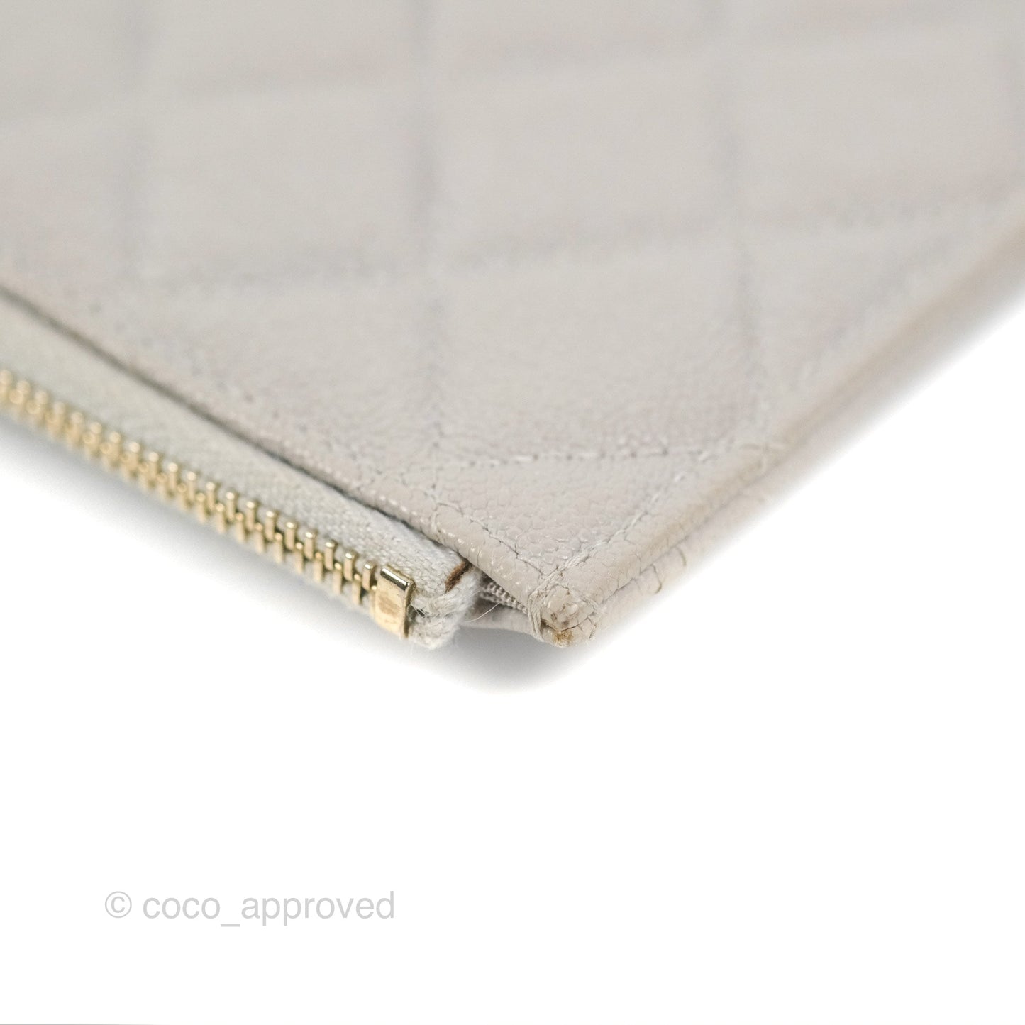 Chanel Boy Zip Pouch Grey Caviar Gold Hardware