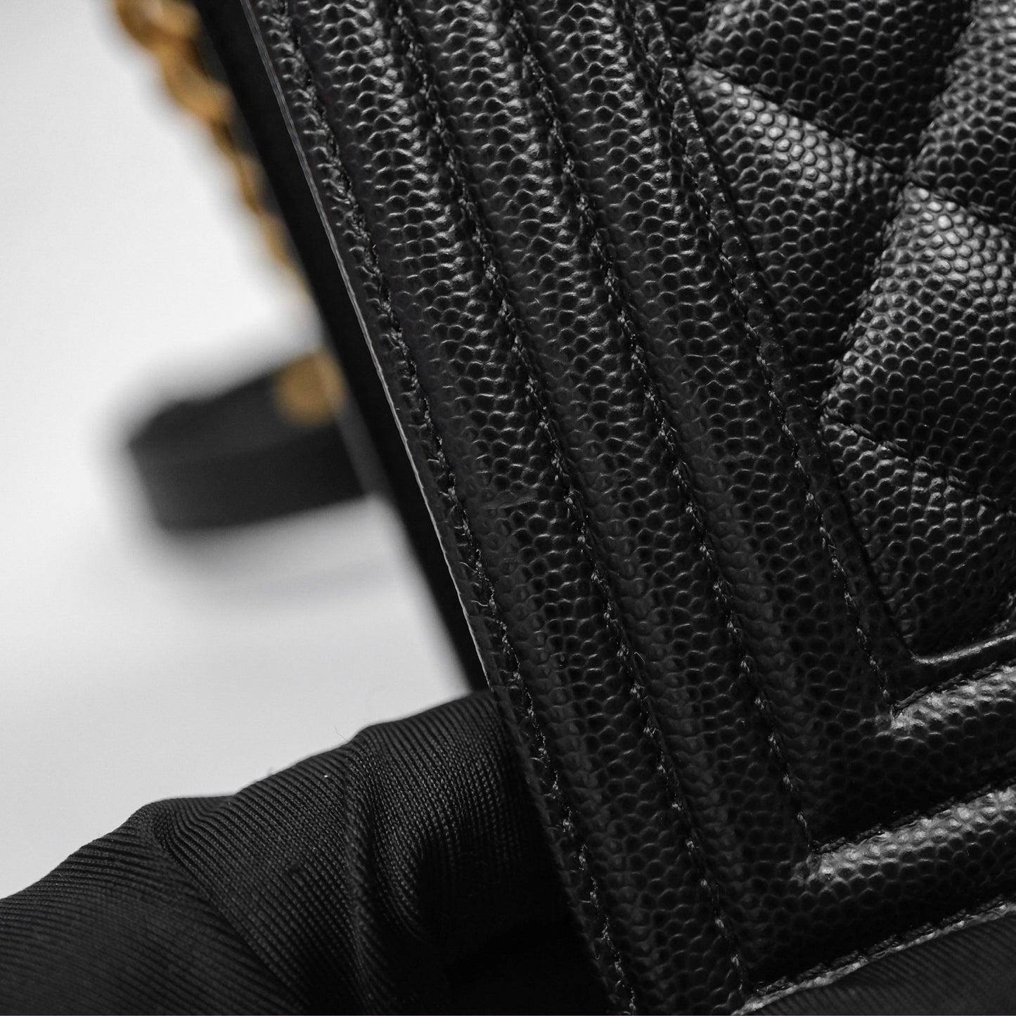Chanel Medium Boy Quilted Black Caviar Aged Gold Hardware
