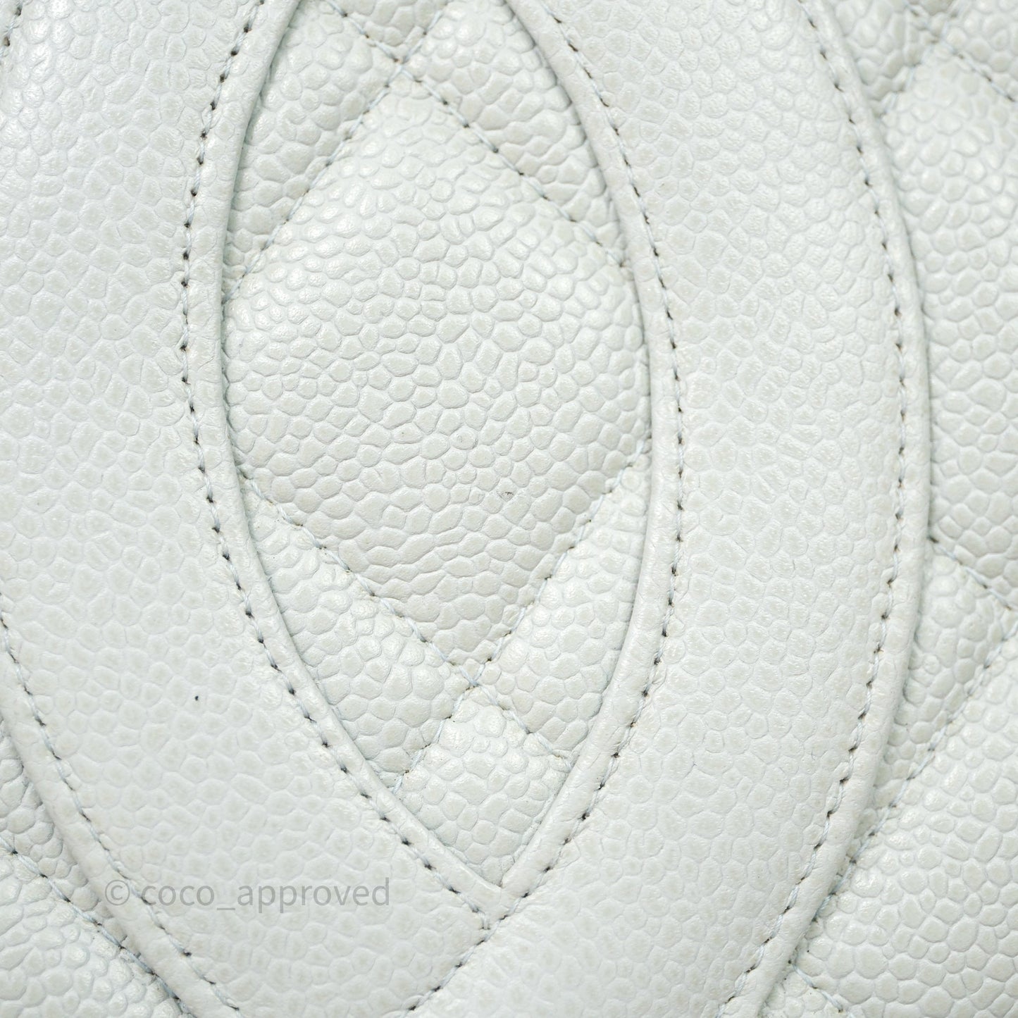 Chanel Vintage Medallion CC Light Blue Caviar Tote Bag Gold Hardware