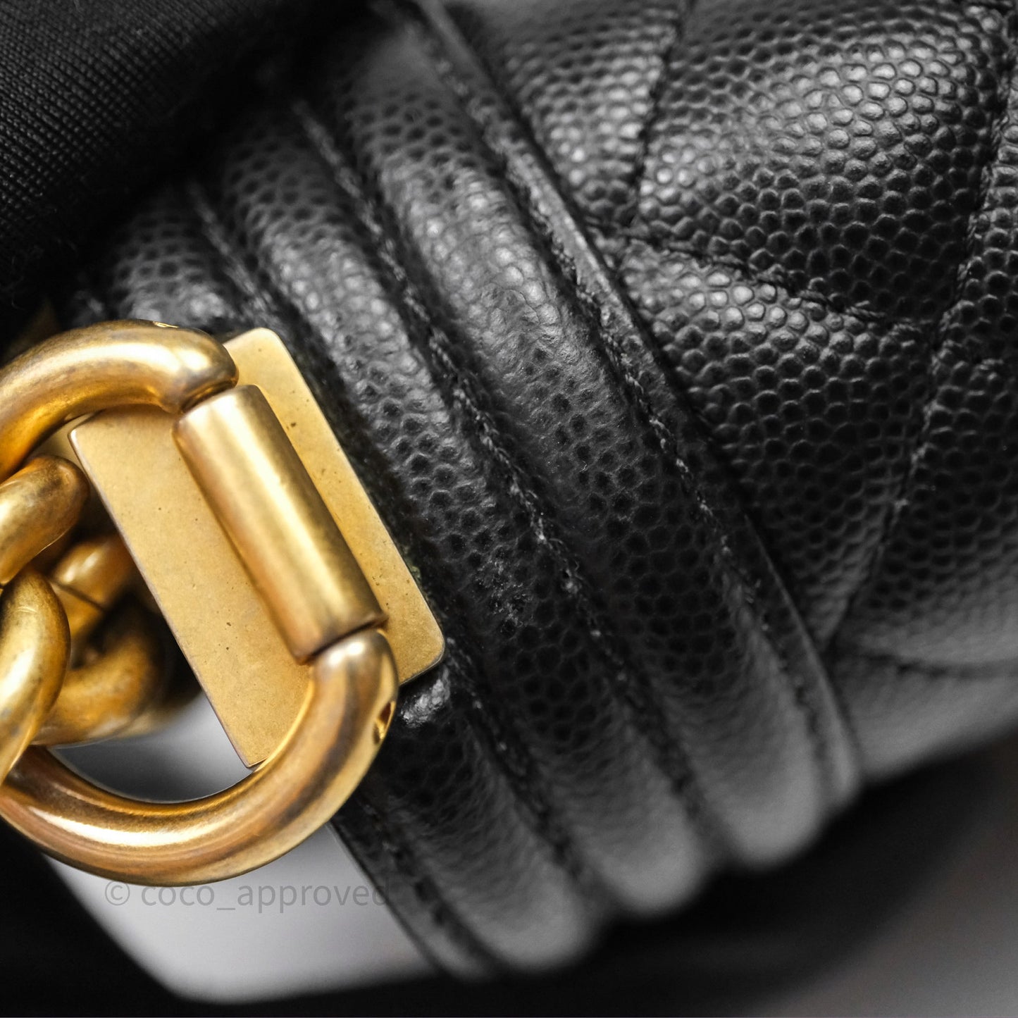 Chanel Medium Boy Quilted Black Caviar Aged Gold Hardware