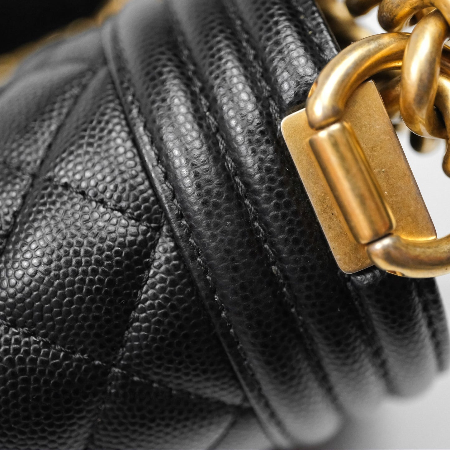 Chanel Medium Boy Quilted Black Caviar Aged Gold Hardware