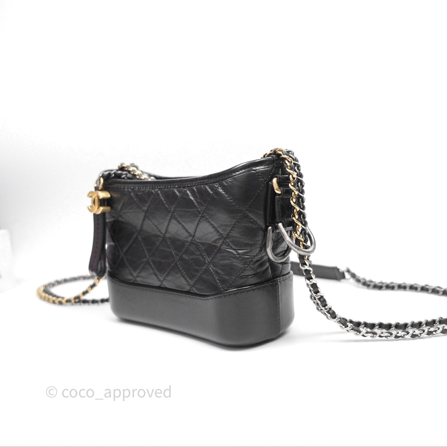 Chanel Small Gabrielle Hobo Quilted Black Aged Calfskin