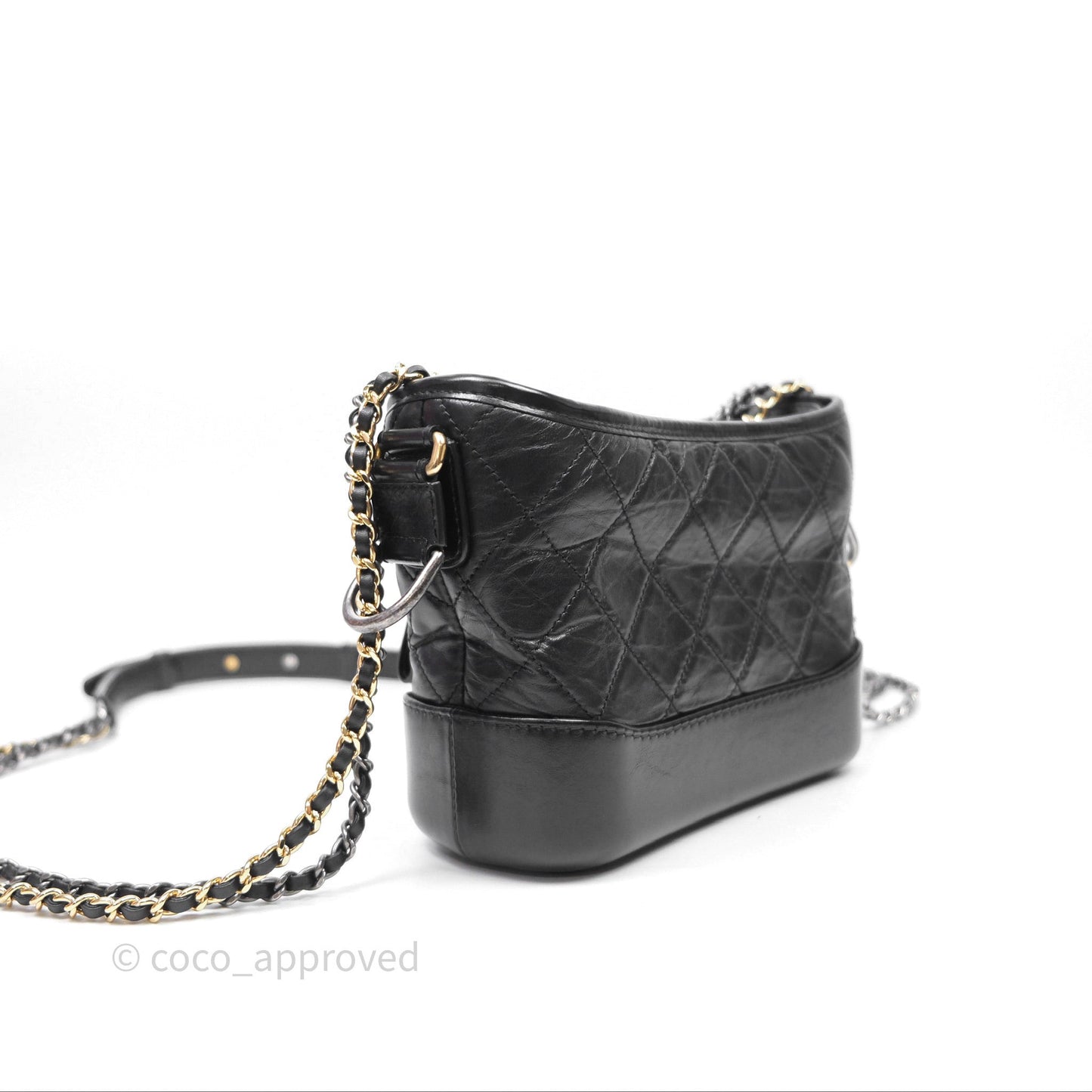 Chanel Small Gabrielle Hobo Quilted Black Aged Calfskin
