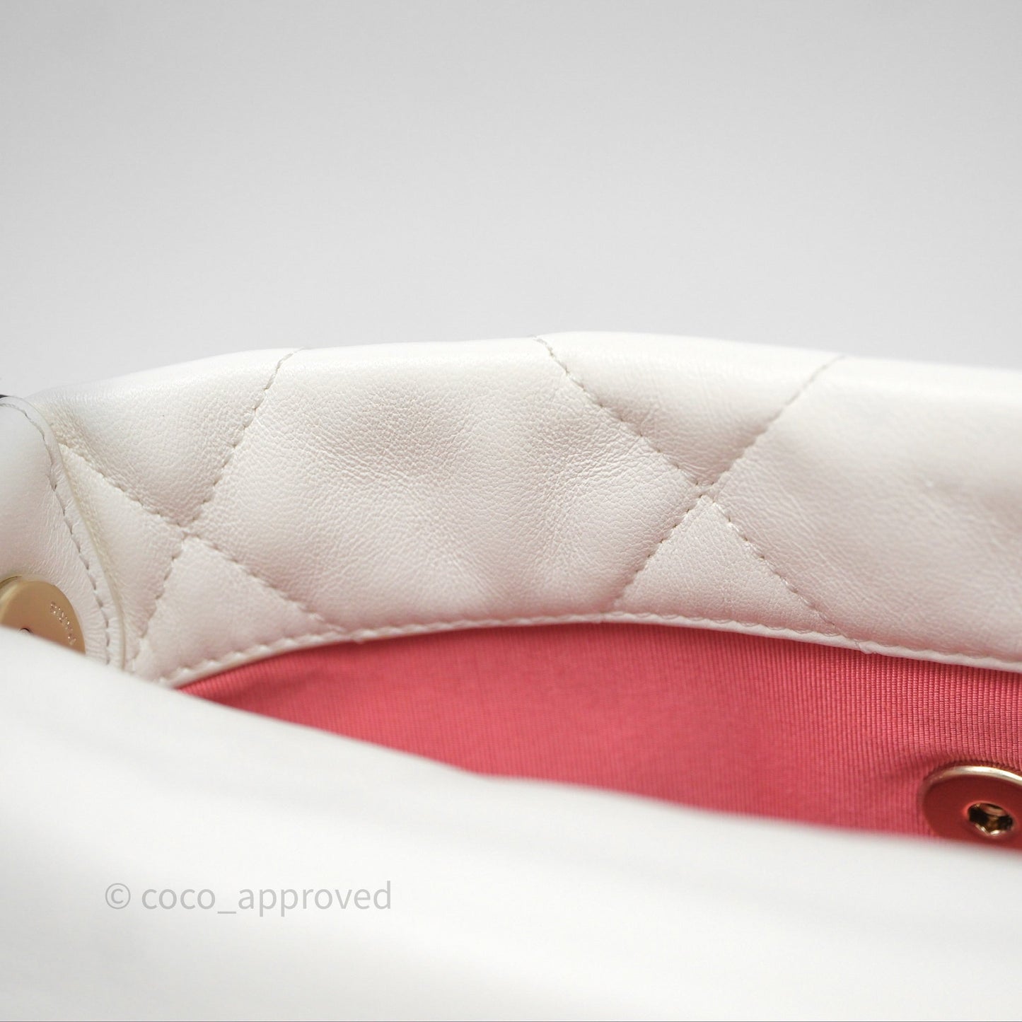 Chanel CC Flap Bag With Logo on Chain Lambskin White Gold Hardware